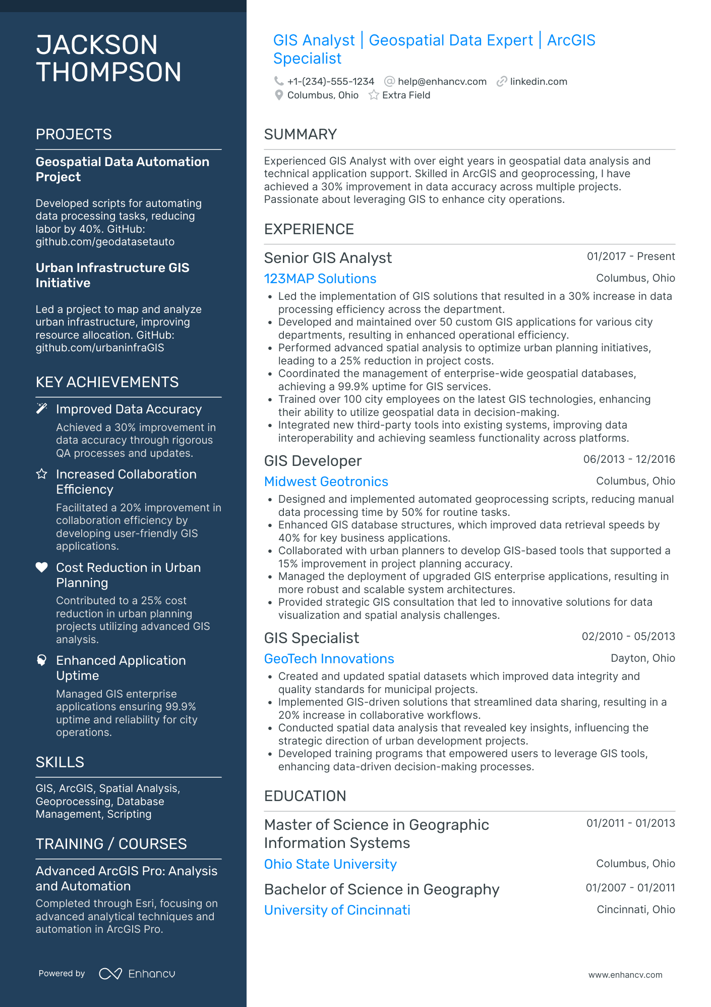 GIS System Analyst Resume Example