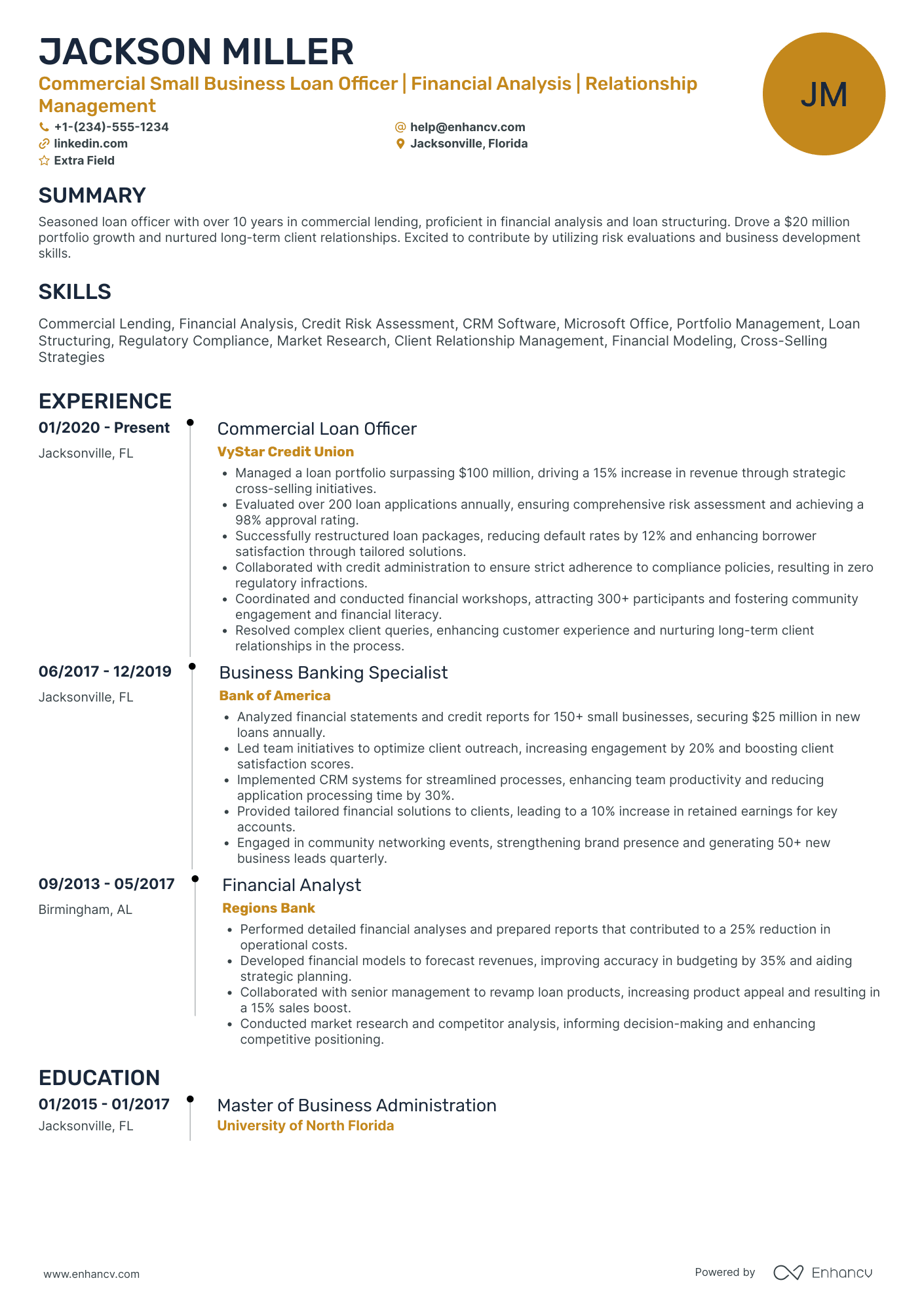 Small Business Loan Officer Resume Example