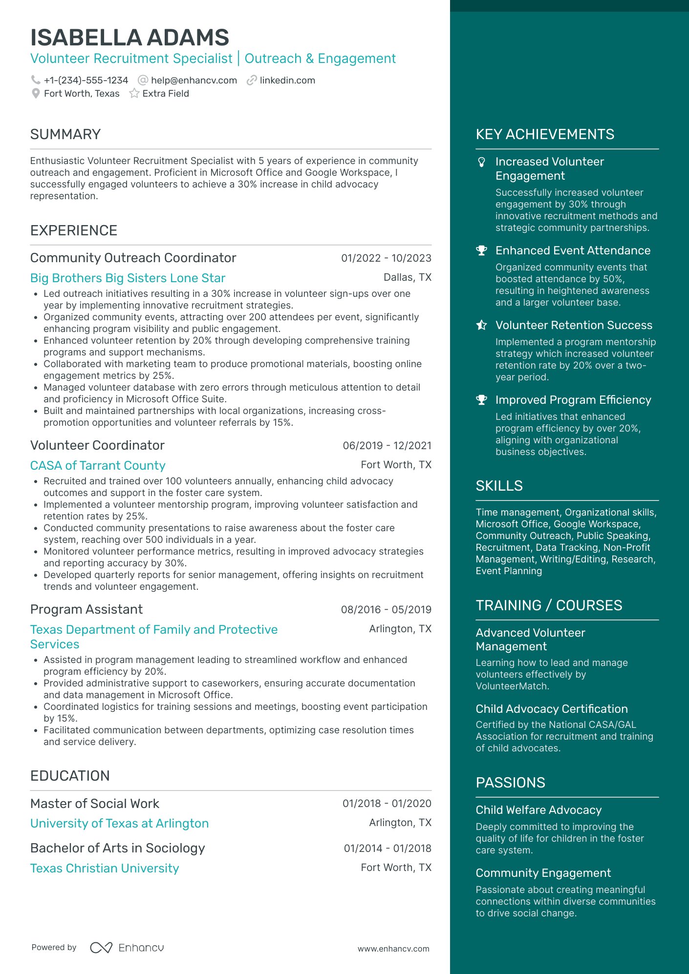 Volunteer Recruitment Specialist Resume Example