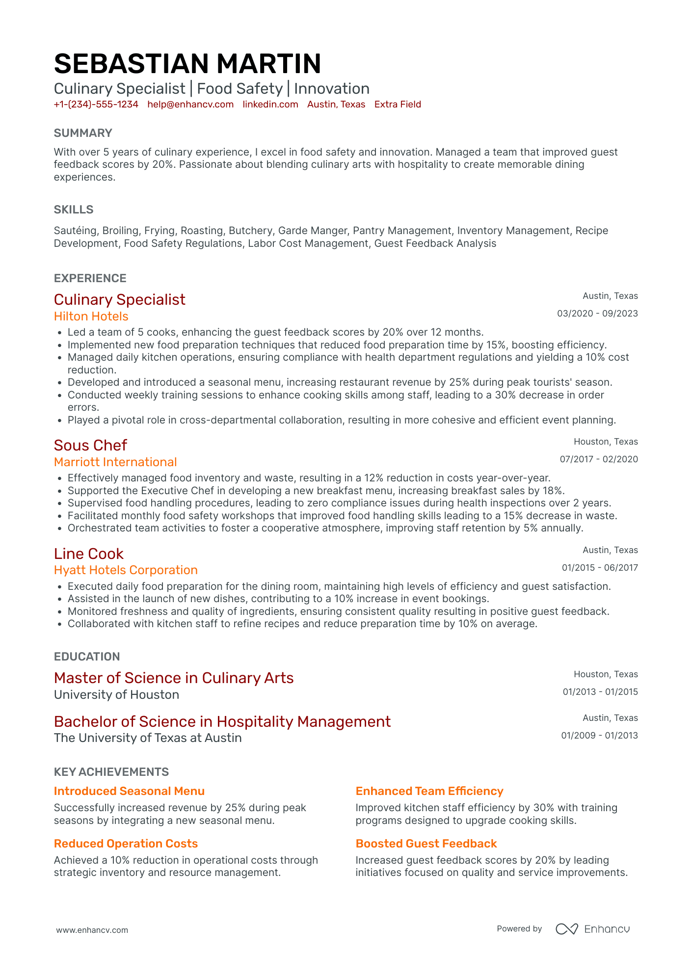 Entry Level Line Cook Resume Example