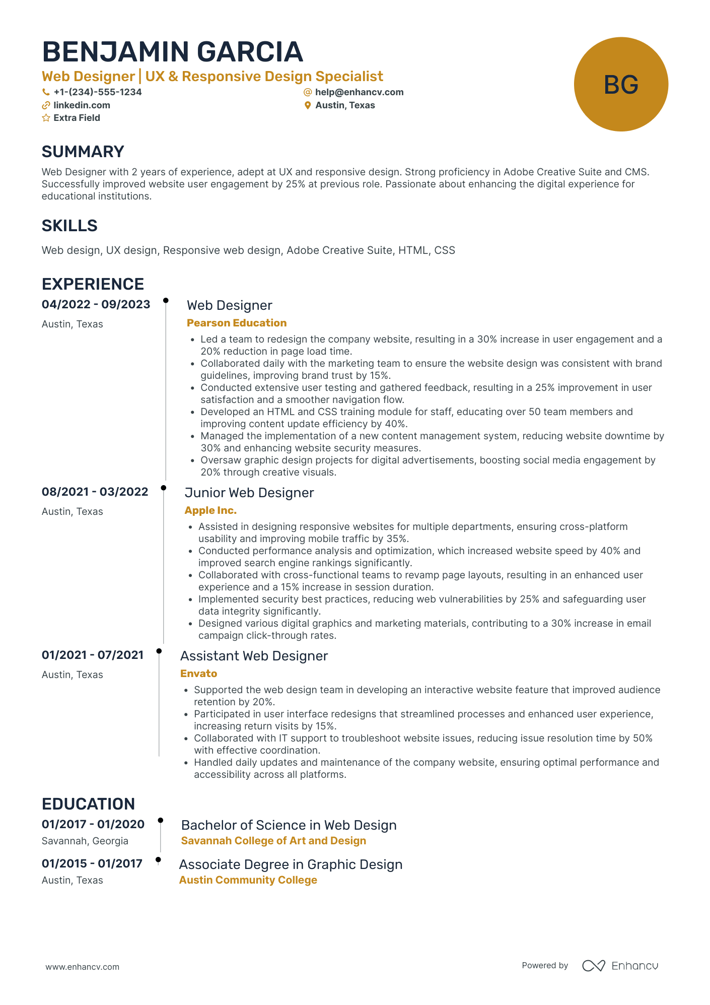 Web Developer Supervisor Resume Example