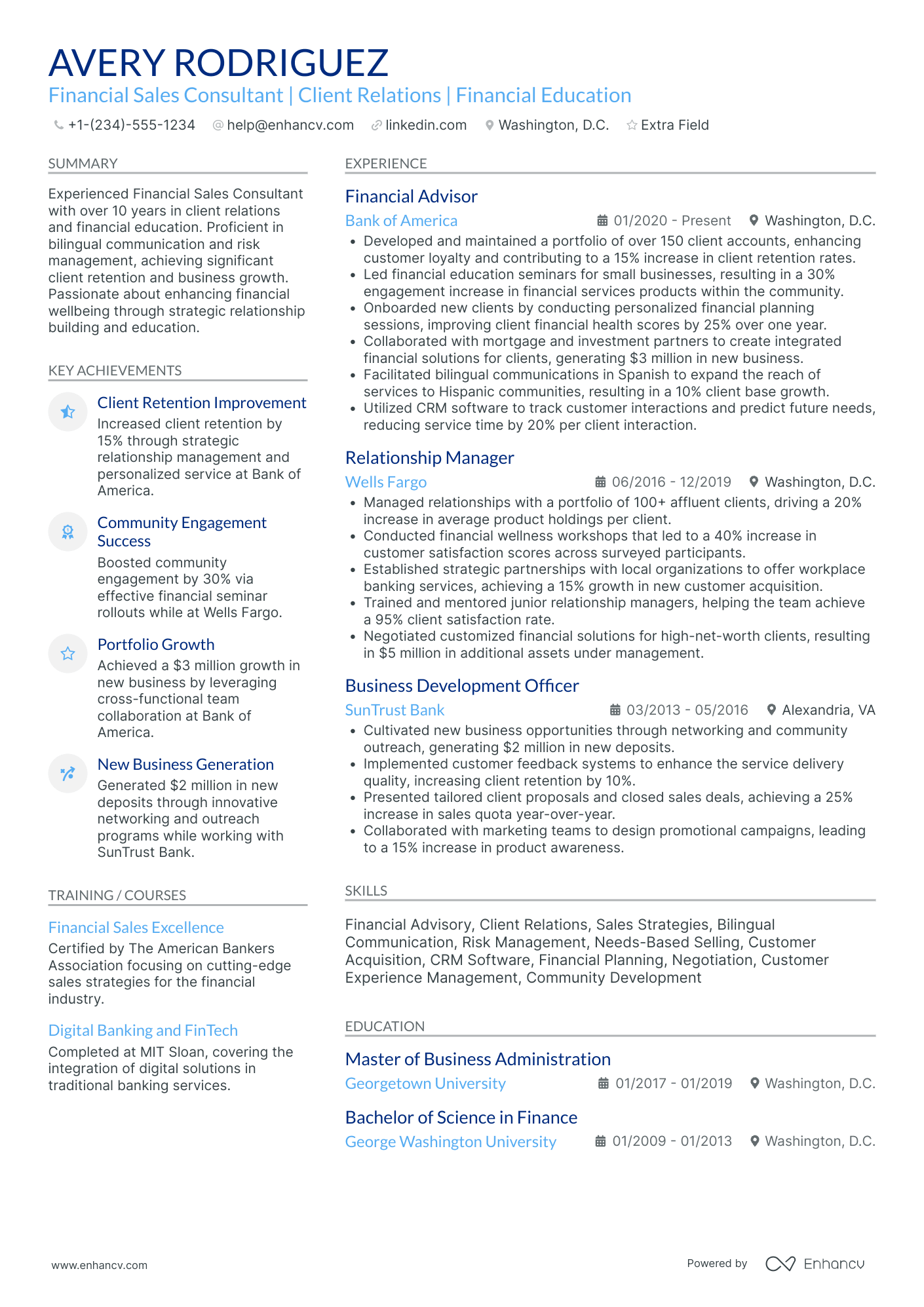 Personal Banking Sales Consultant Resume Example