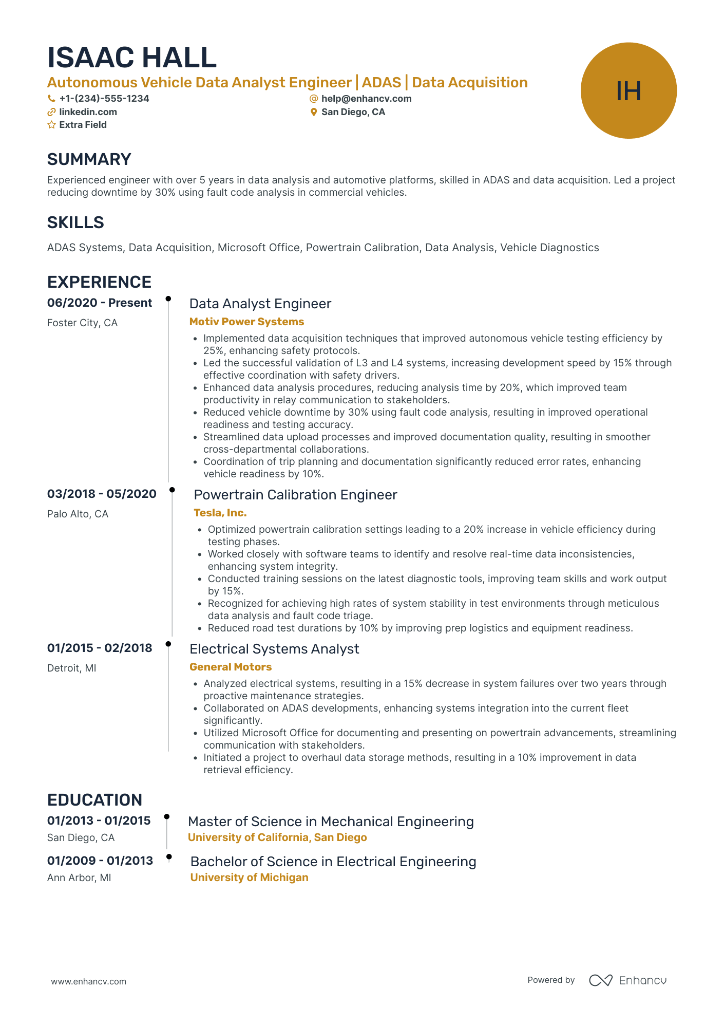 Big Data Analytics Engineer Resume Example