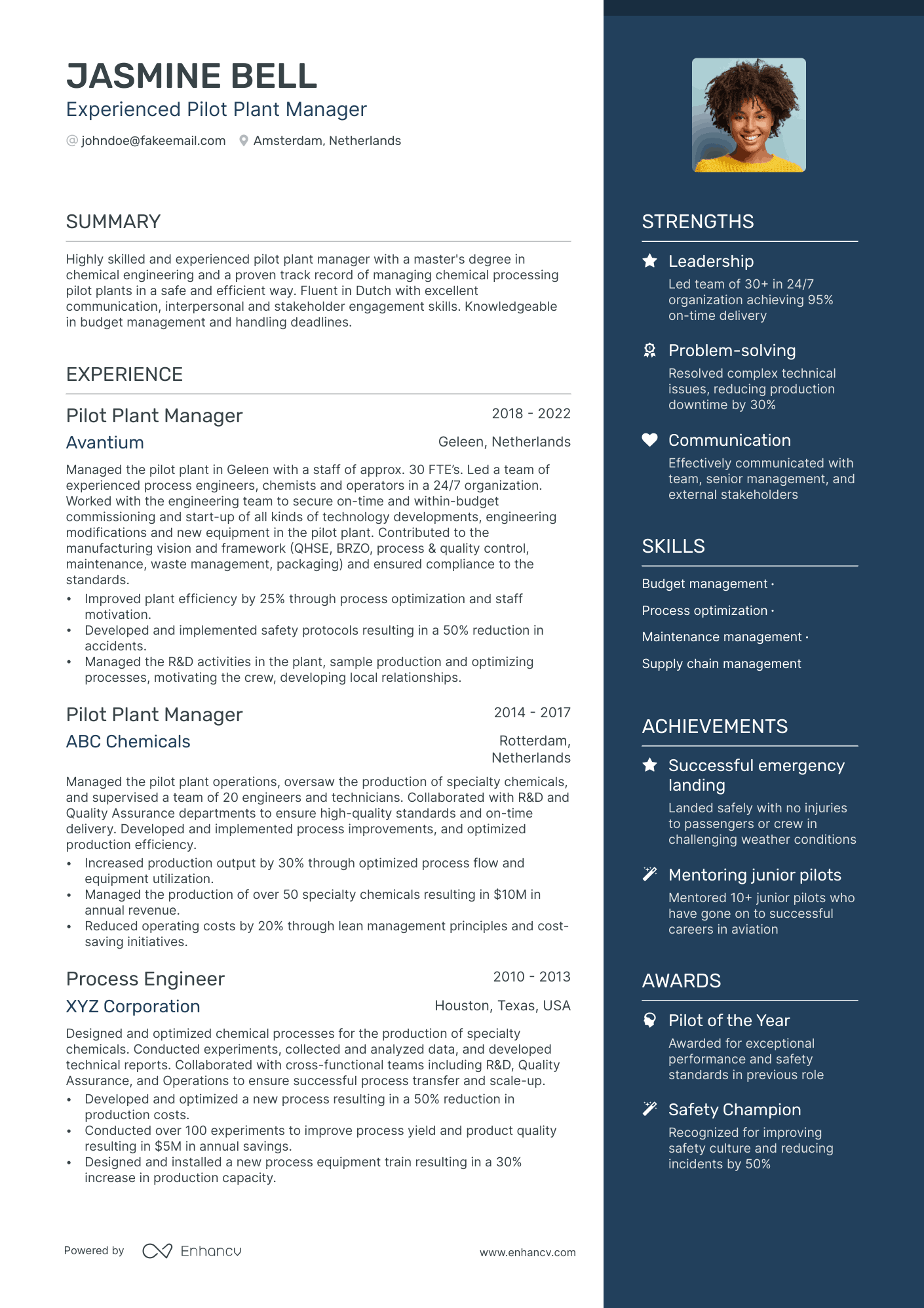 Commercial Pilot Resume Example