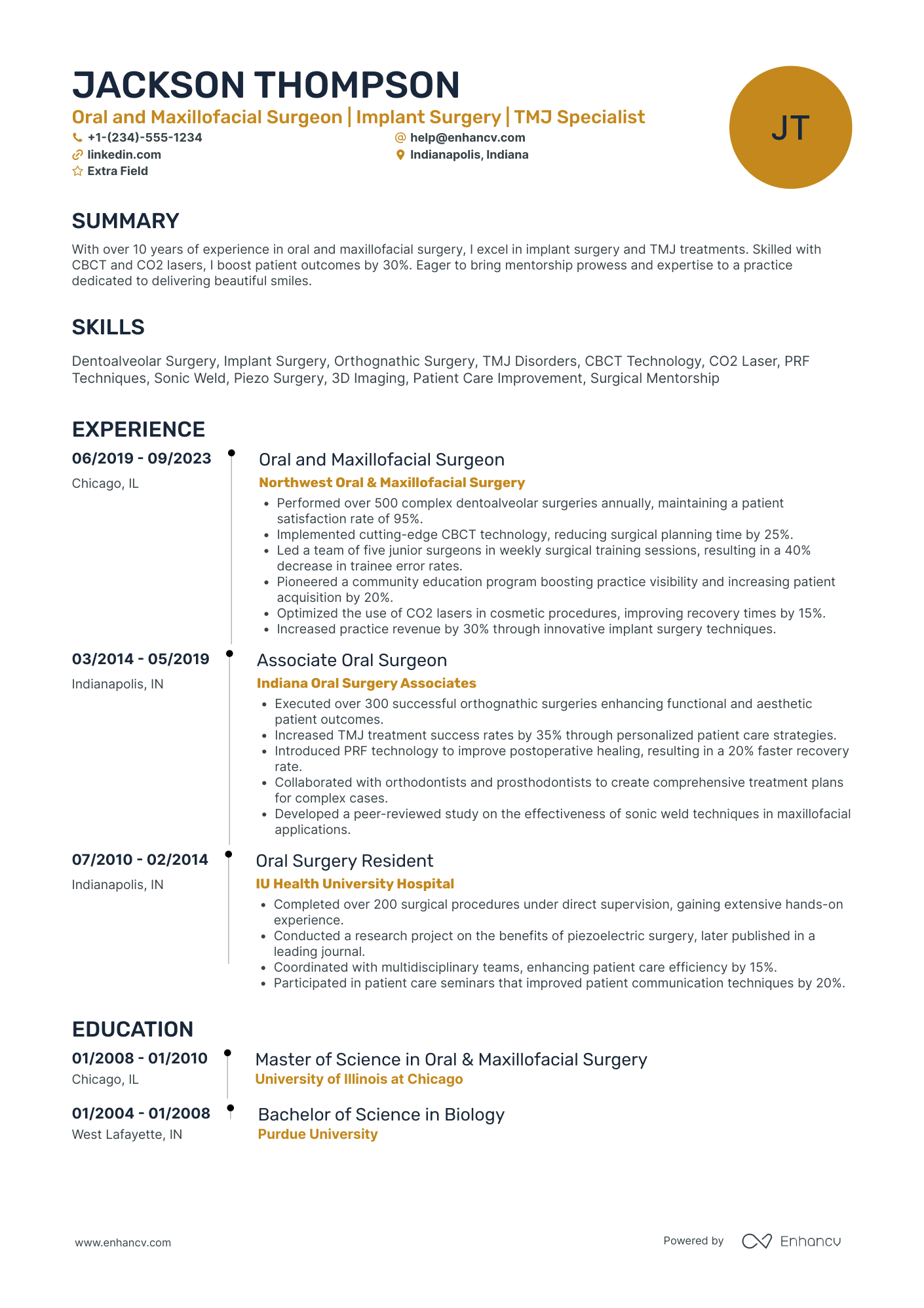 Oral and Maxillofacial Surgeon Resume Example