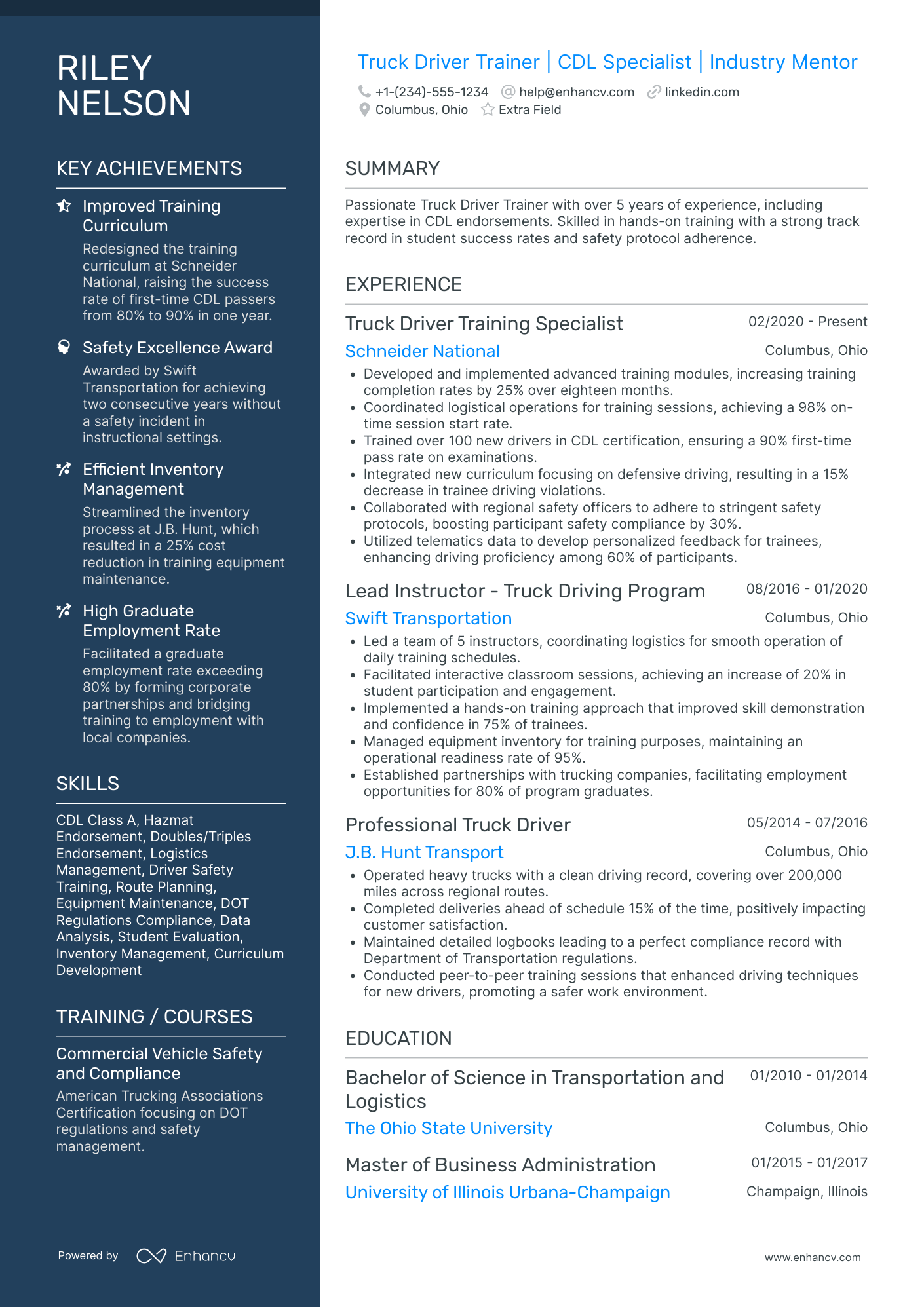 Entry Level Driver Resume Example