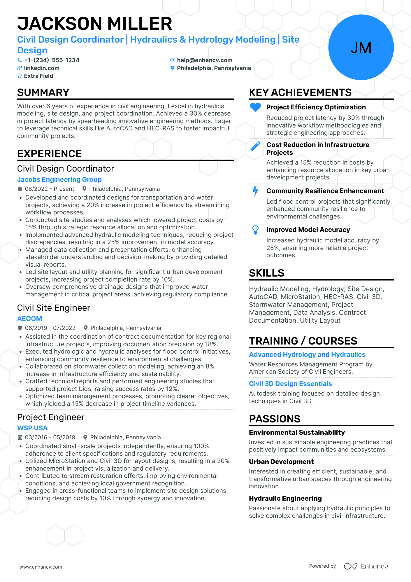 Civil Engineering Coordinator Resume Example