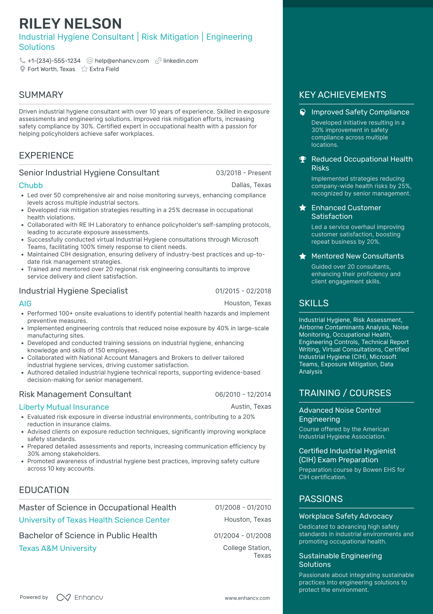 Industrial Engineering Consultant Resume Example