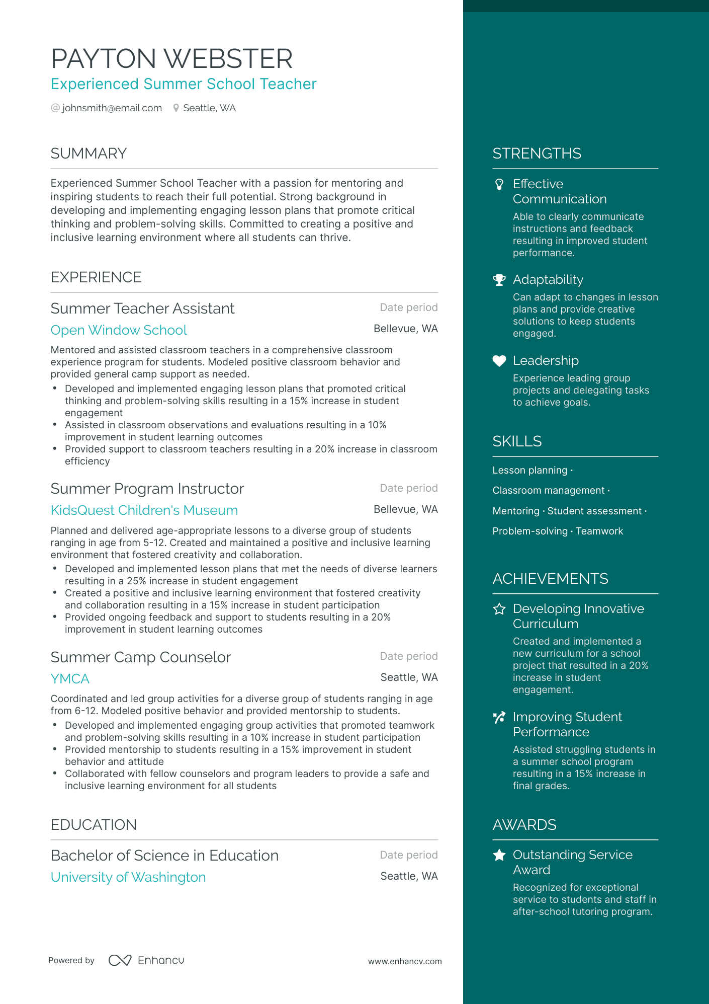 3 After School Teacher Resume Examples & Guide for 2024