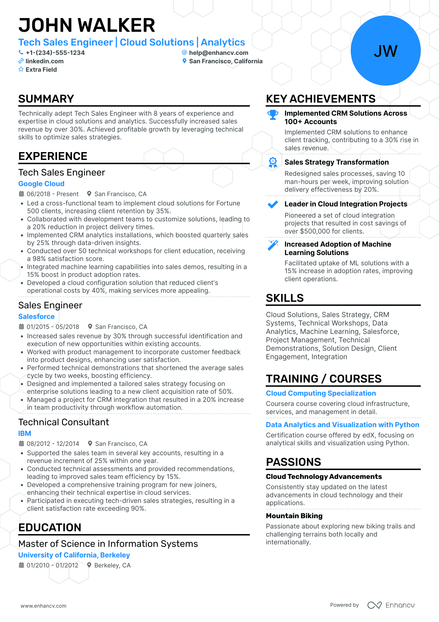 Tech Sales Engineer Resume Example