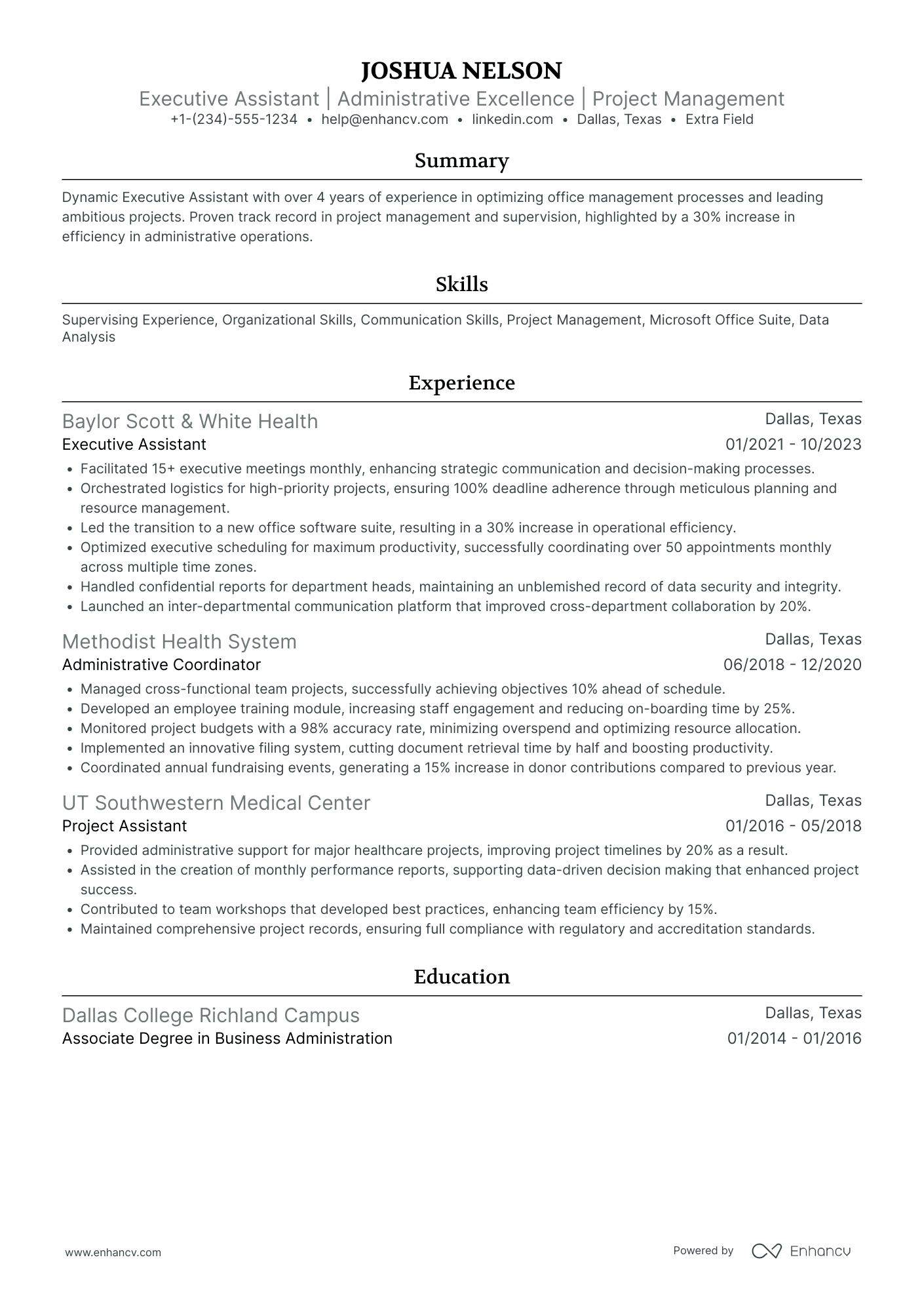 Executive Office Assistant Resume Example