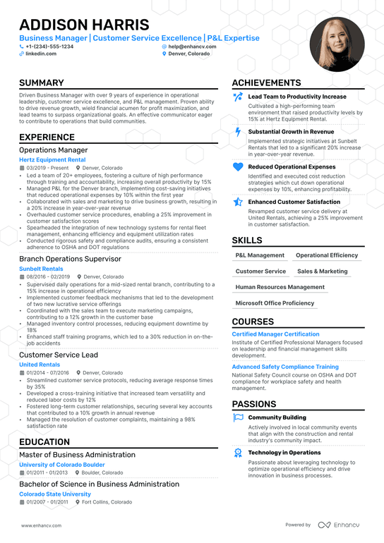 Manager In Training Resume Example