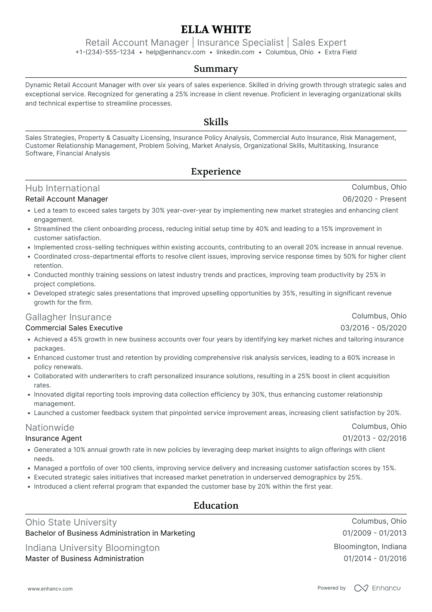 Retail Banking Manager Resume Example