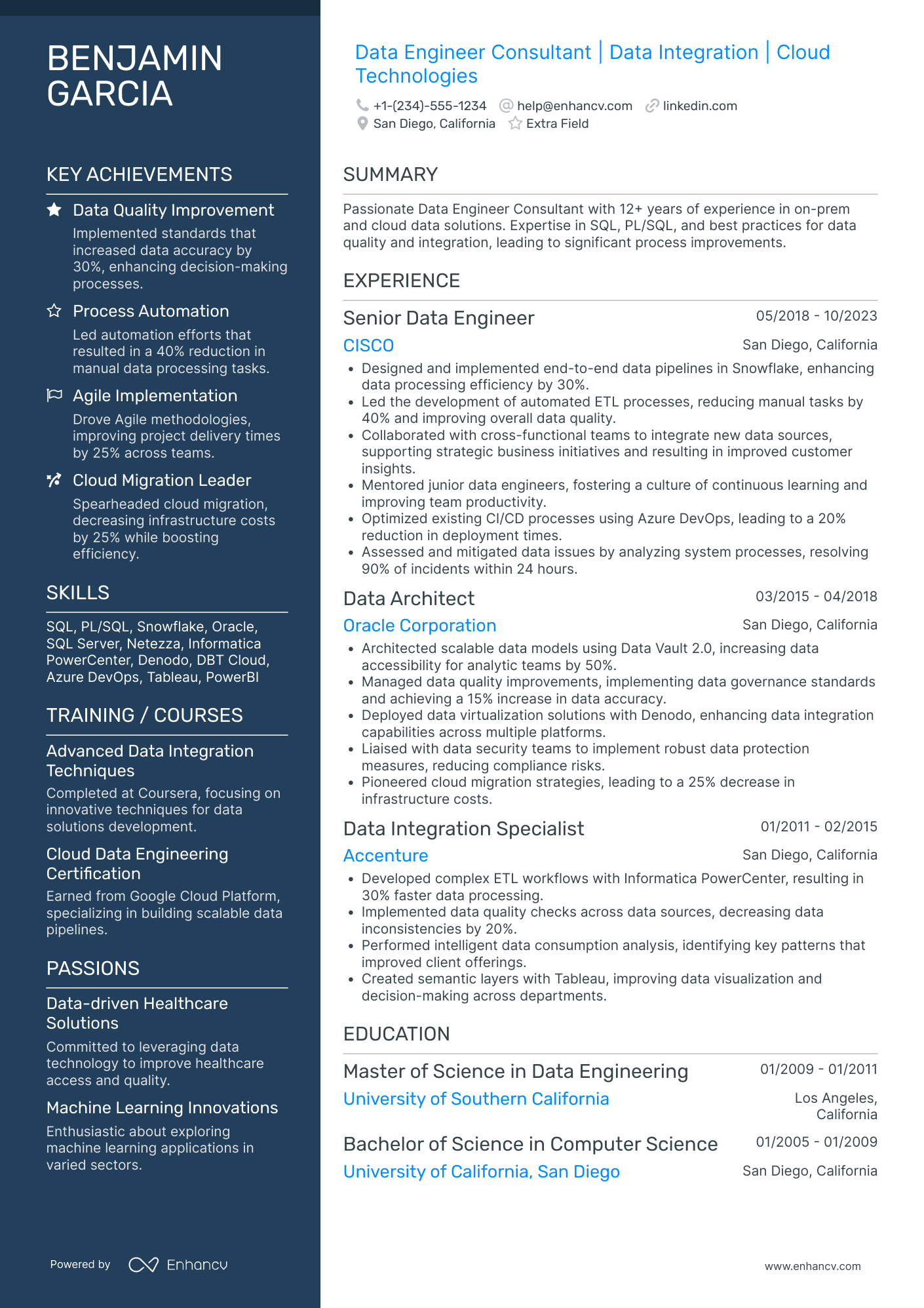 Azure Data Engineer Consultant Resume Example