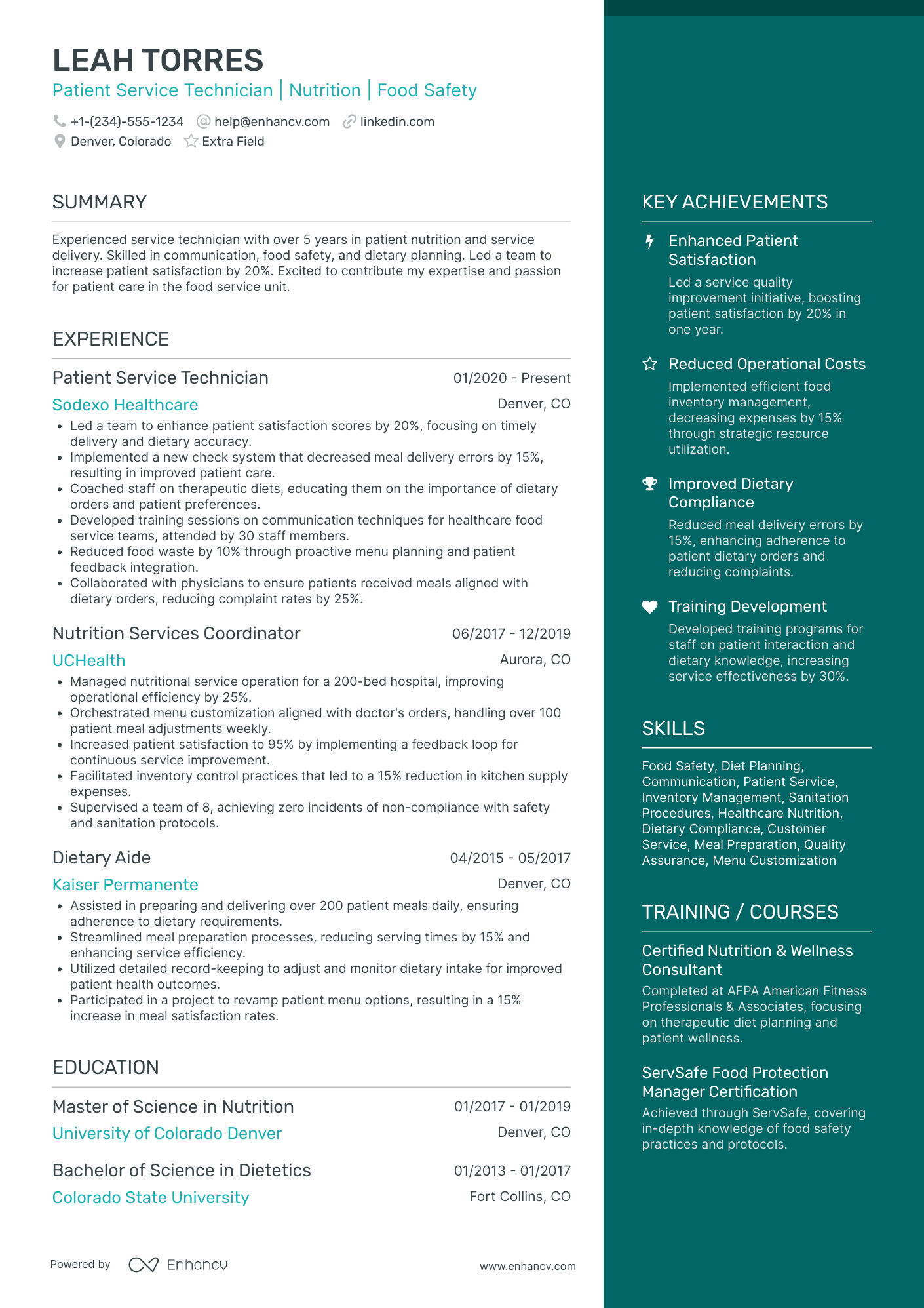 Cafeteria Hostess Resume Example