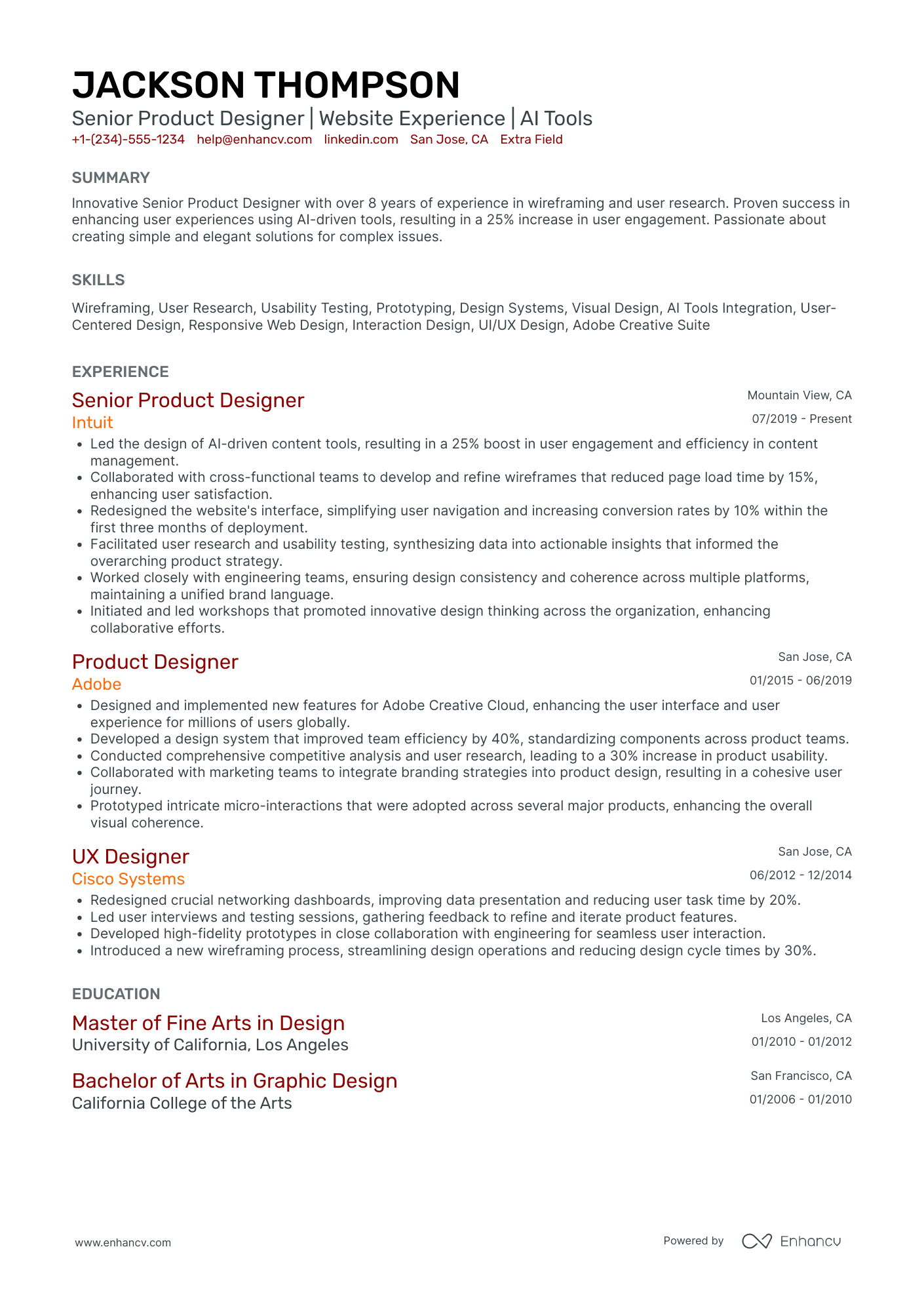 Senior Web Designer Resume Example