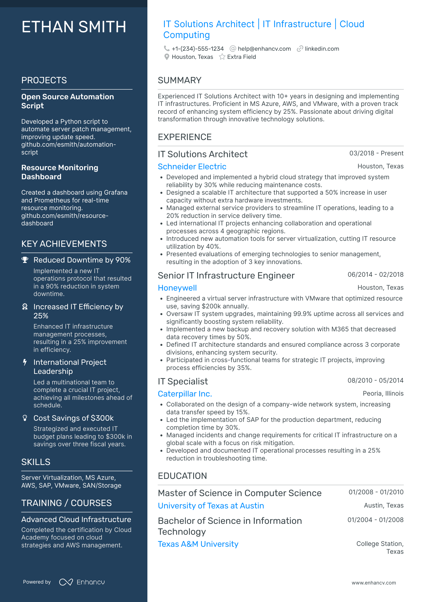 IT Solutions Architect Resume Example