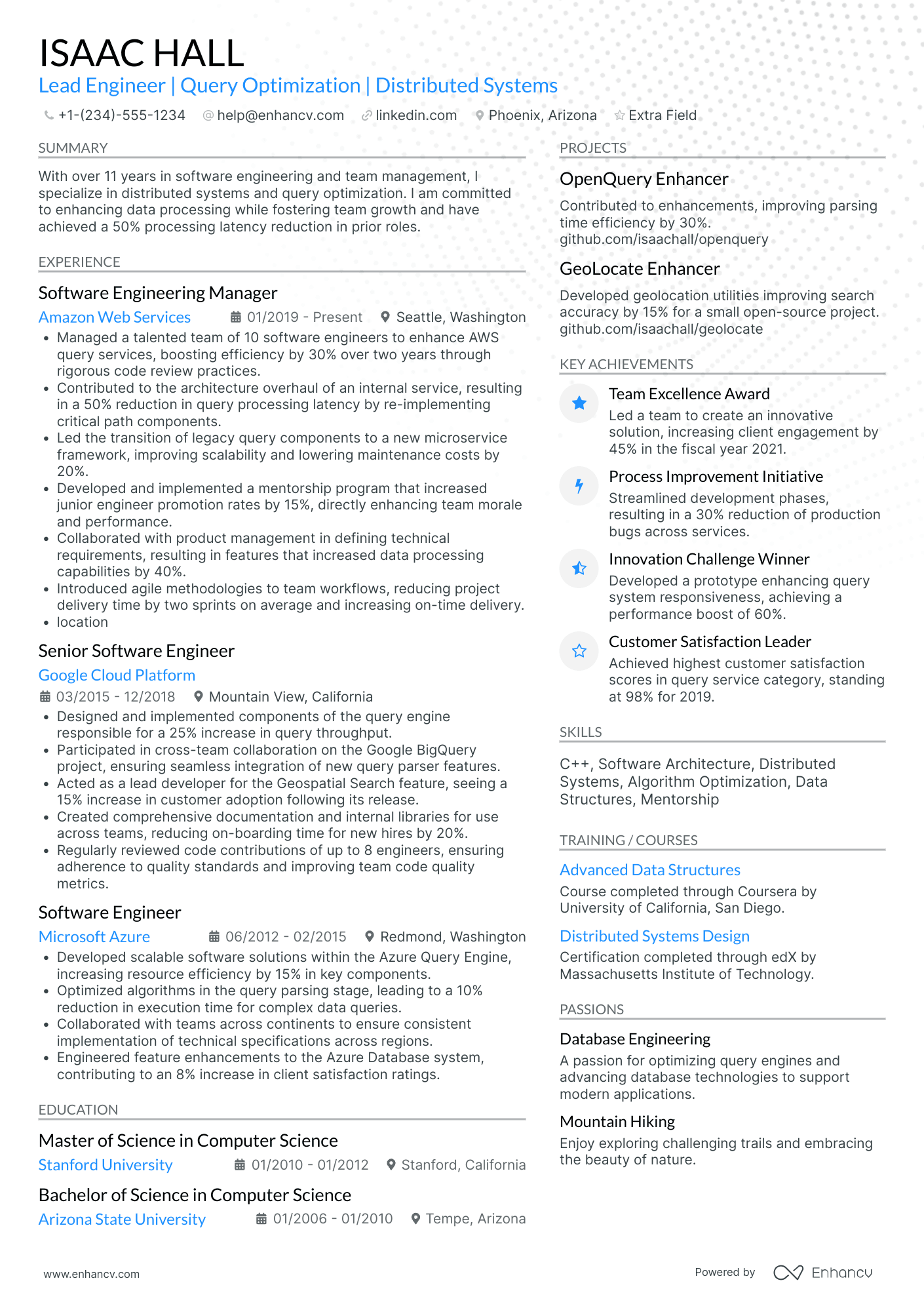 Lead MongoDB Engineer Resume Example