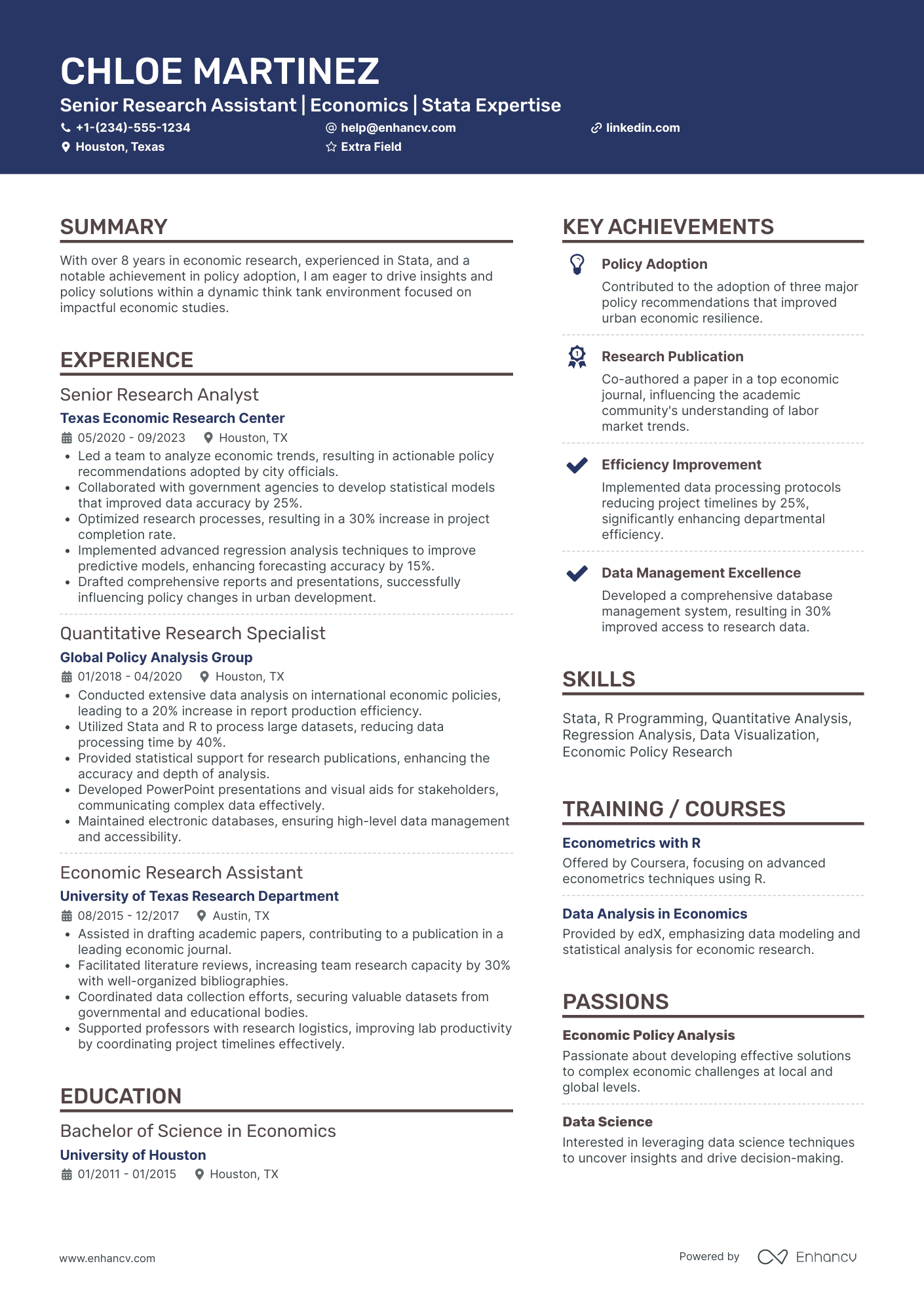 Senior Research Assistant Resume Example