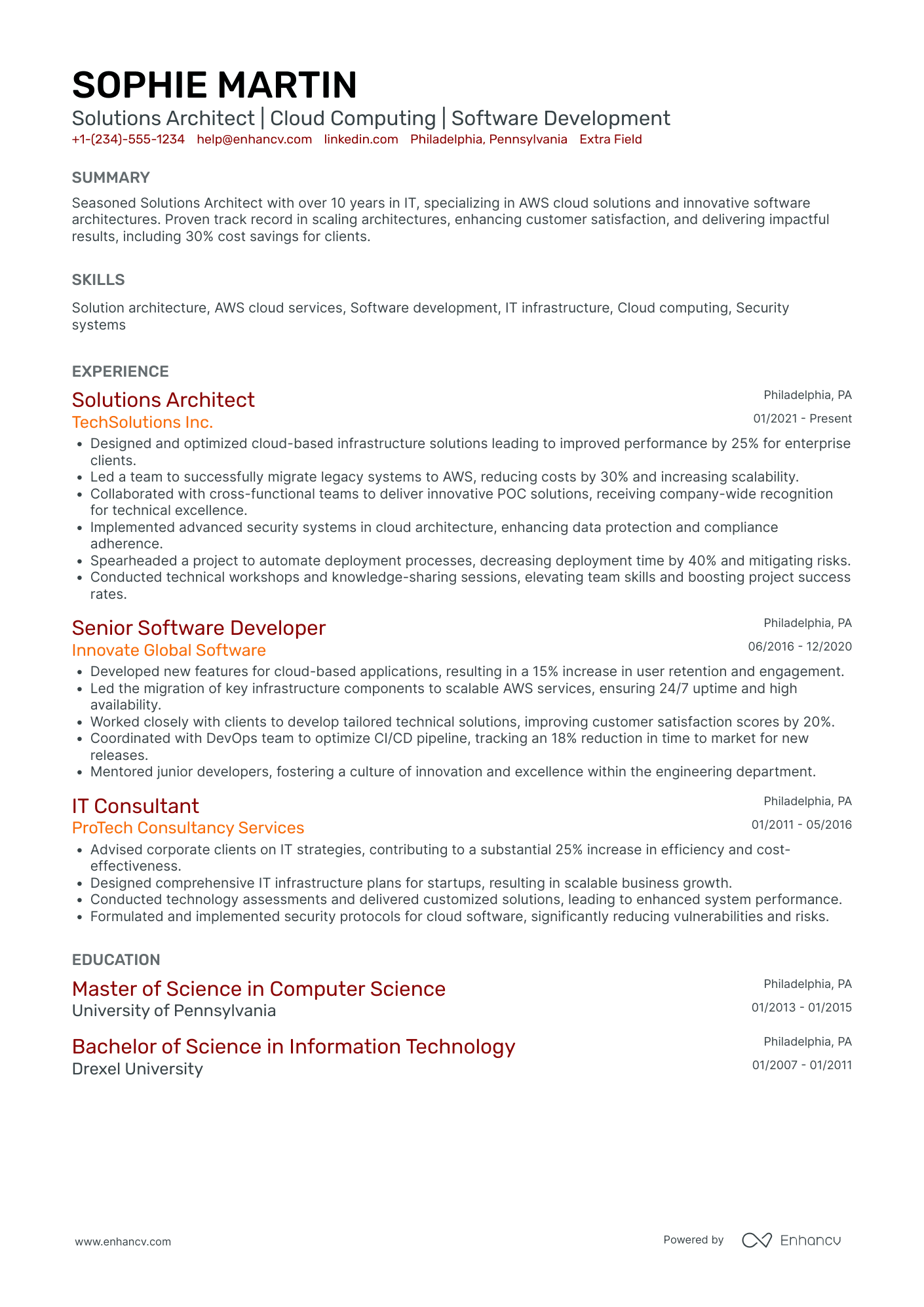 AWS Security Specialist Resume Example