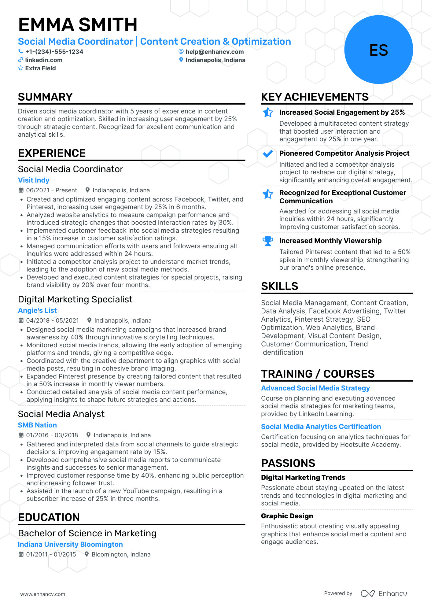 Social Media Campaign Coordinator Resume Example