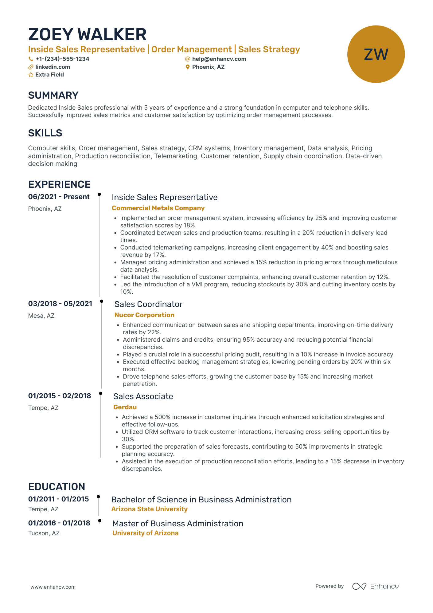 Telemarketing Sales Representative Resume Example