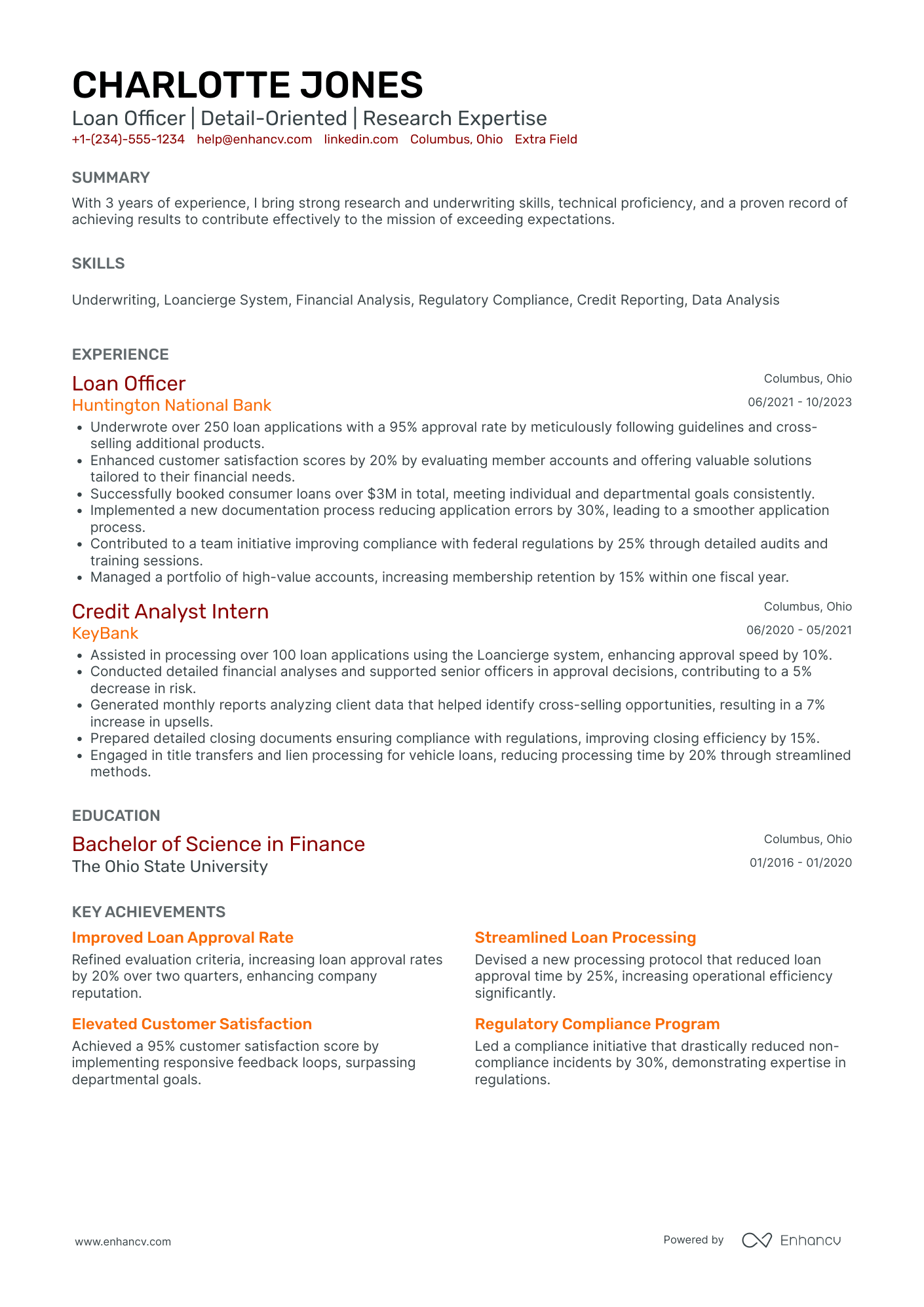 Junior Loan Officer Resume Example