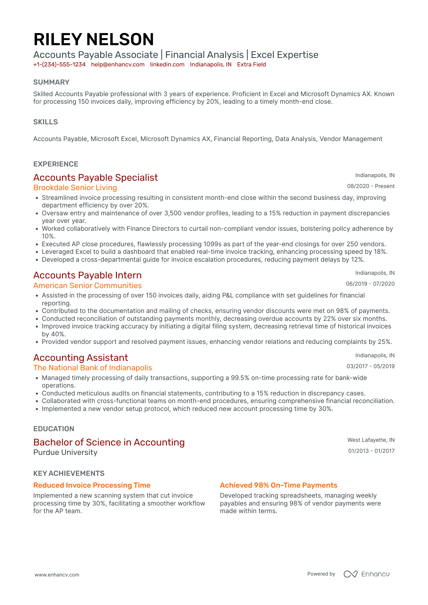 Junior Accounts Payable Associate Resume Example