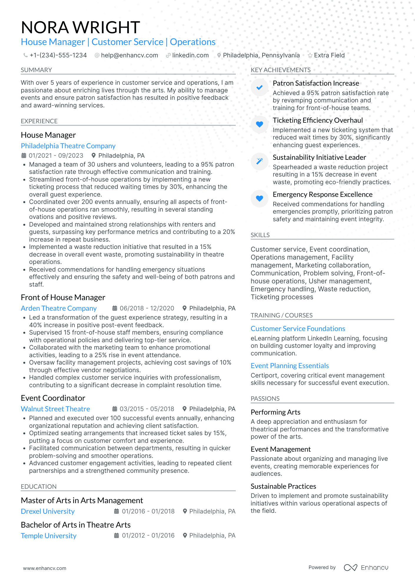 Live in House Manager Resume Example