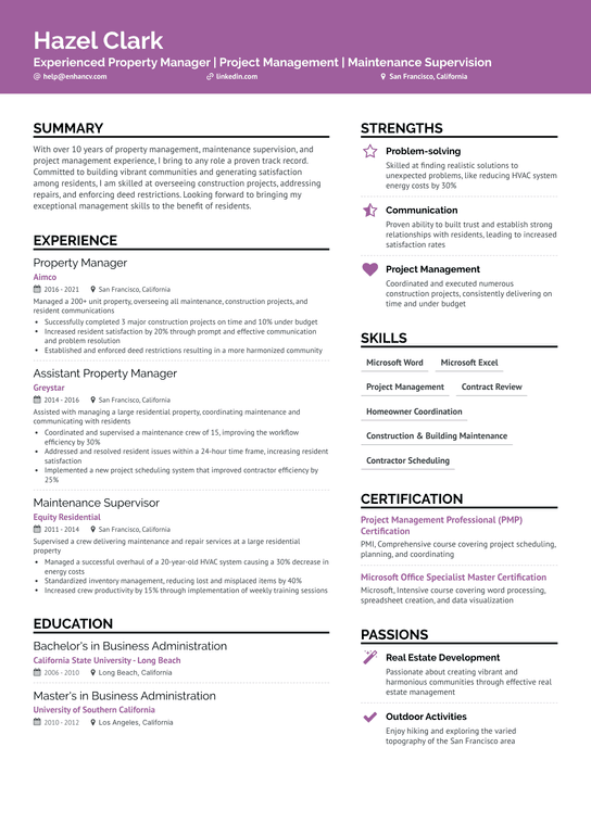 On Site Property Manager Resume Example