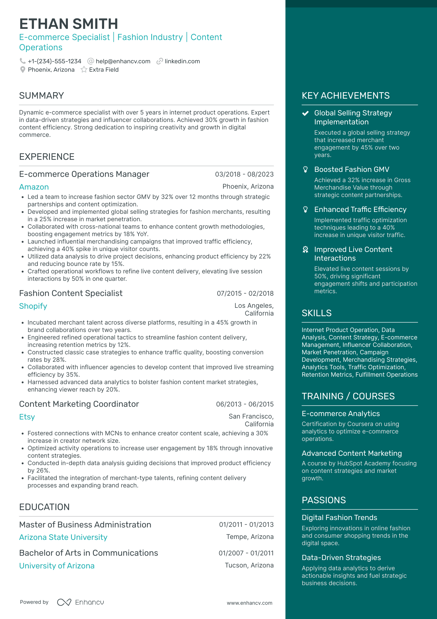 Personal Fashion Stylist Resume Example