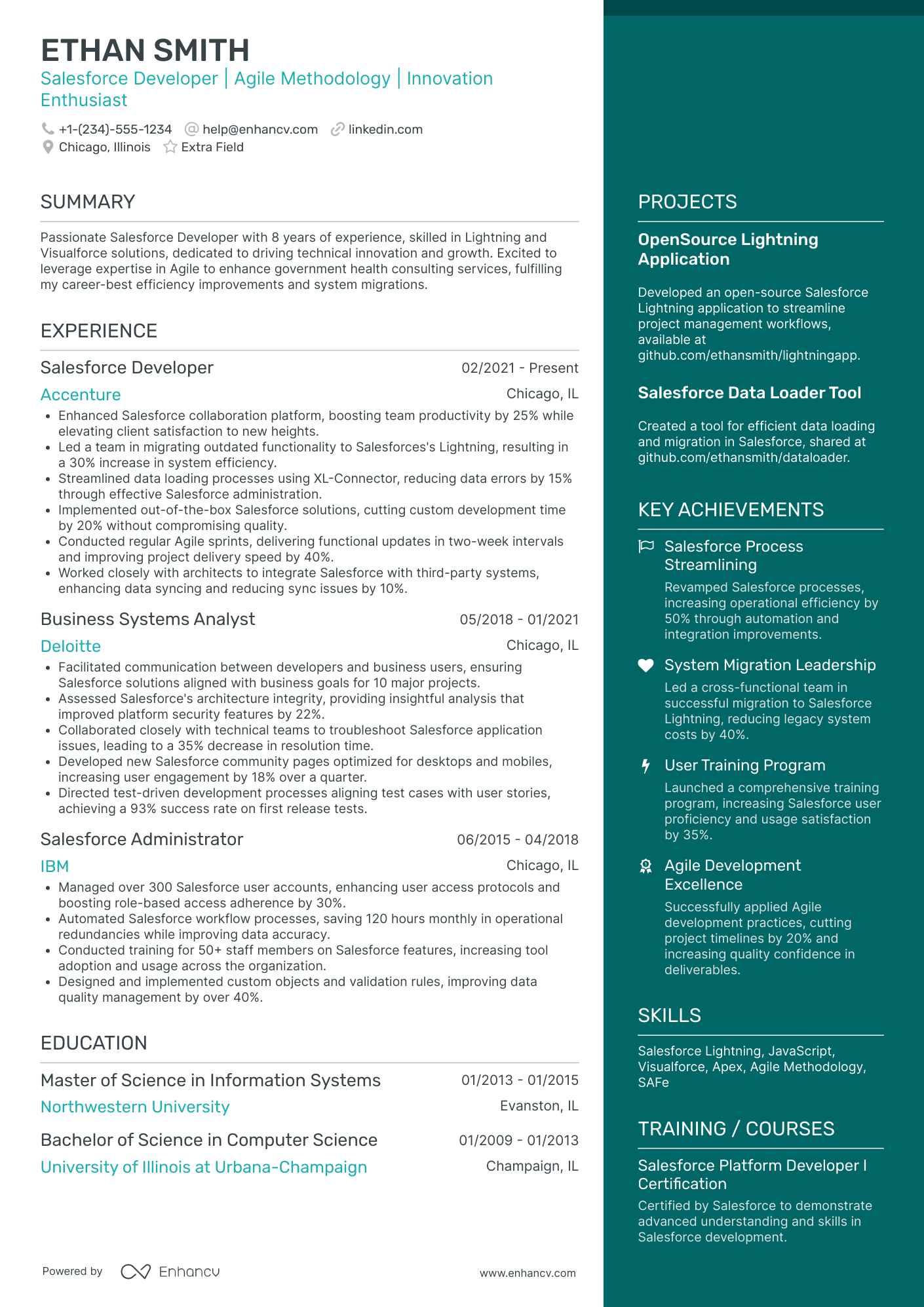 Salesforce Admin and Developer Resume Example