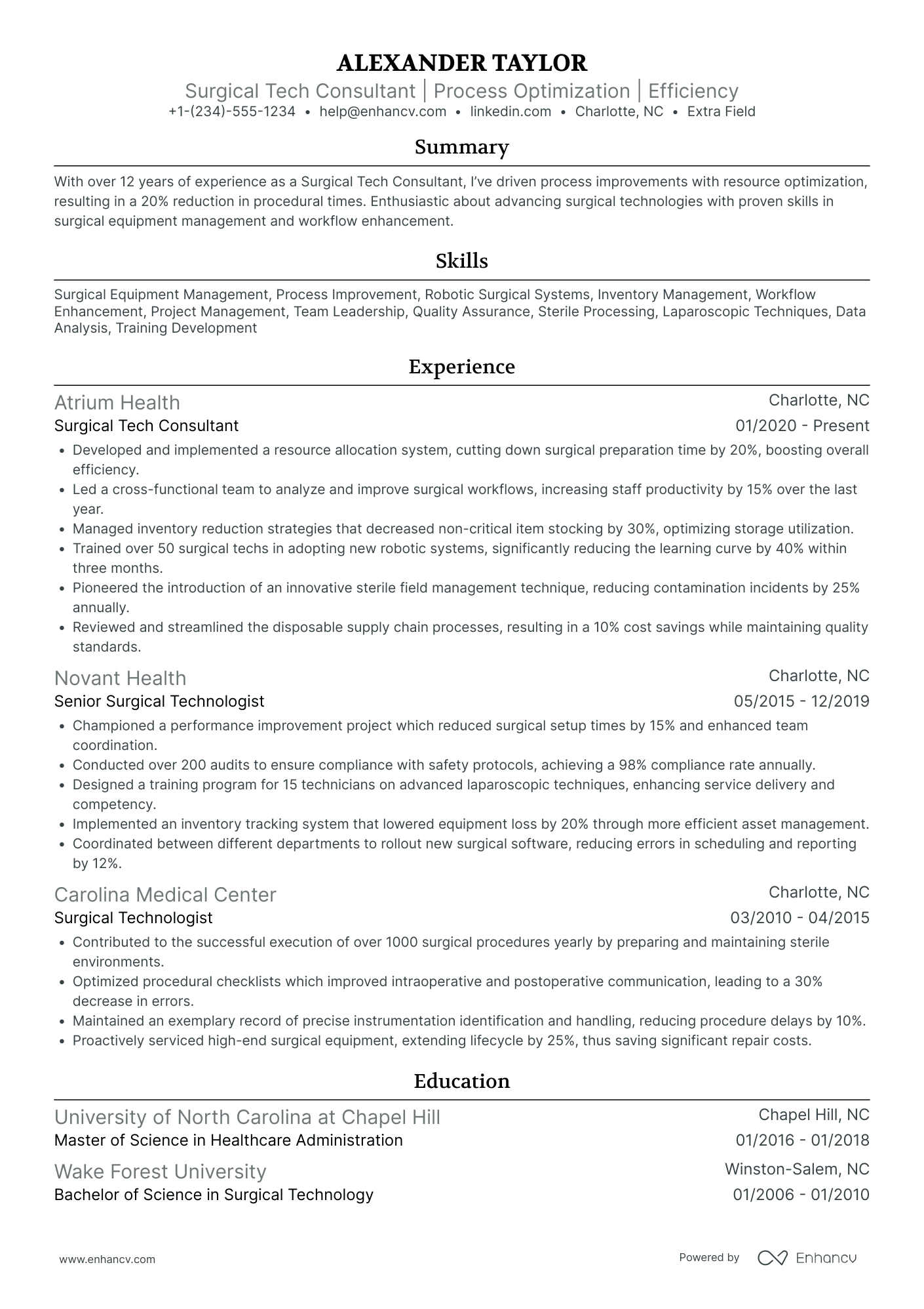 Surgical Tech Consultant Resume Example