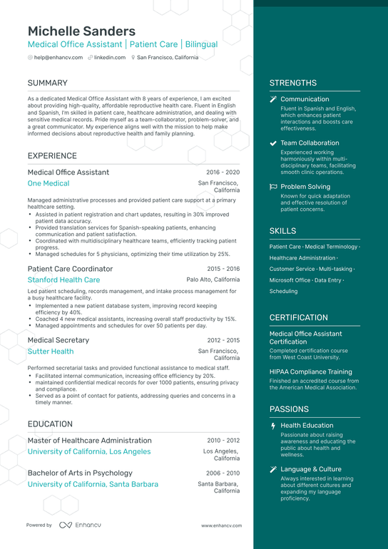 Medical Office Assistant Resume Example