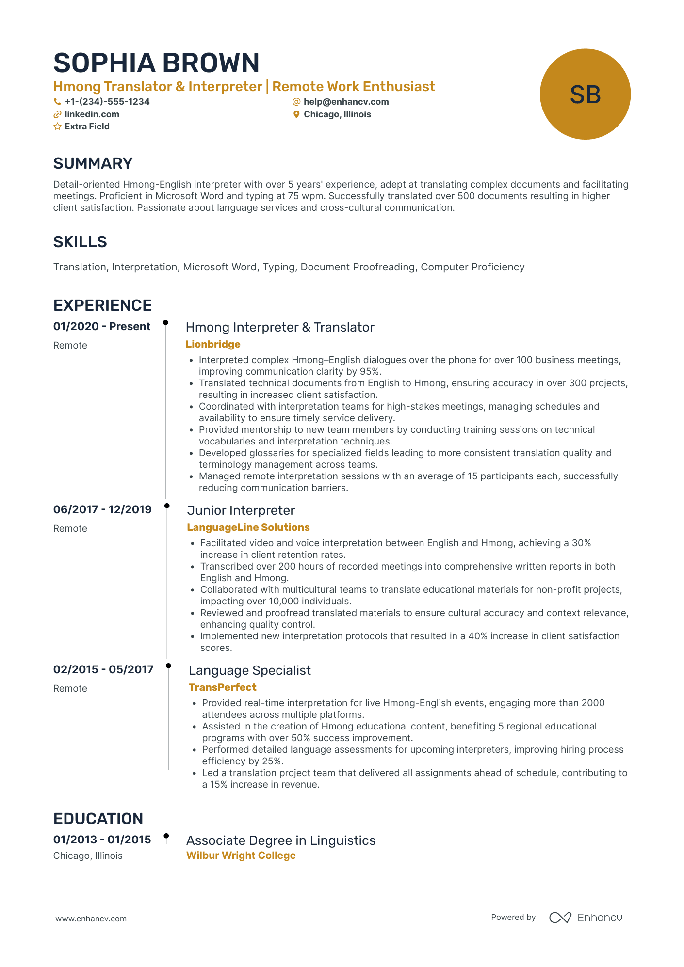 Subtitling Translator Resume Example