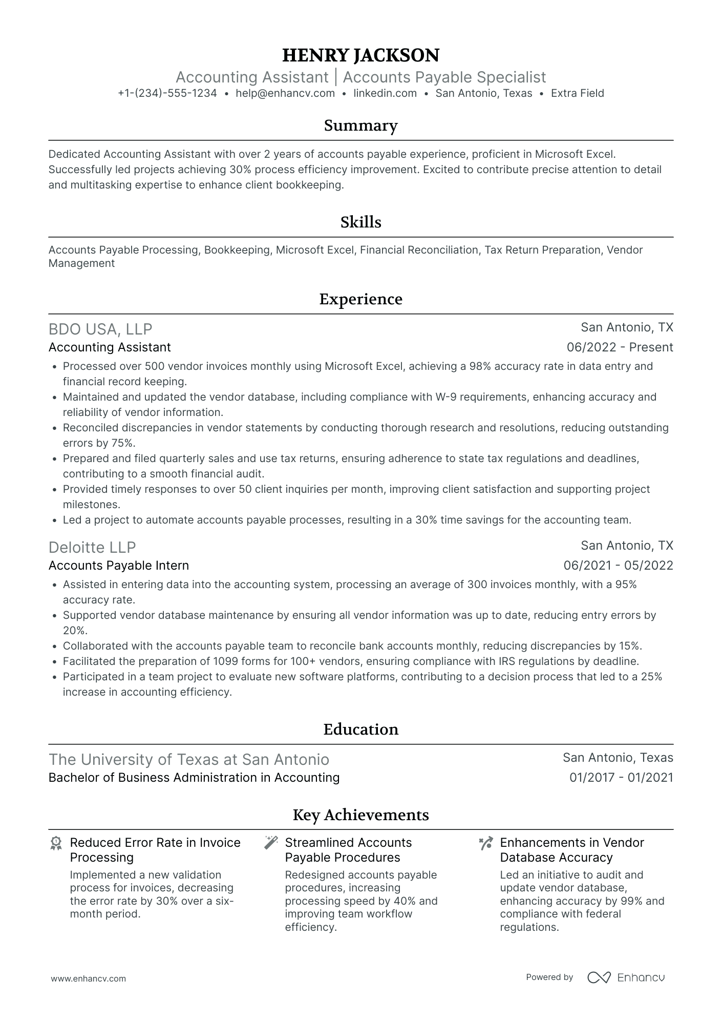 Tax Accounting Assistant Resume Example