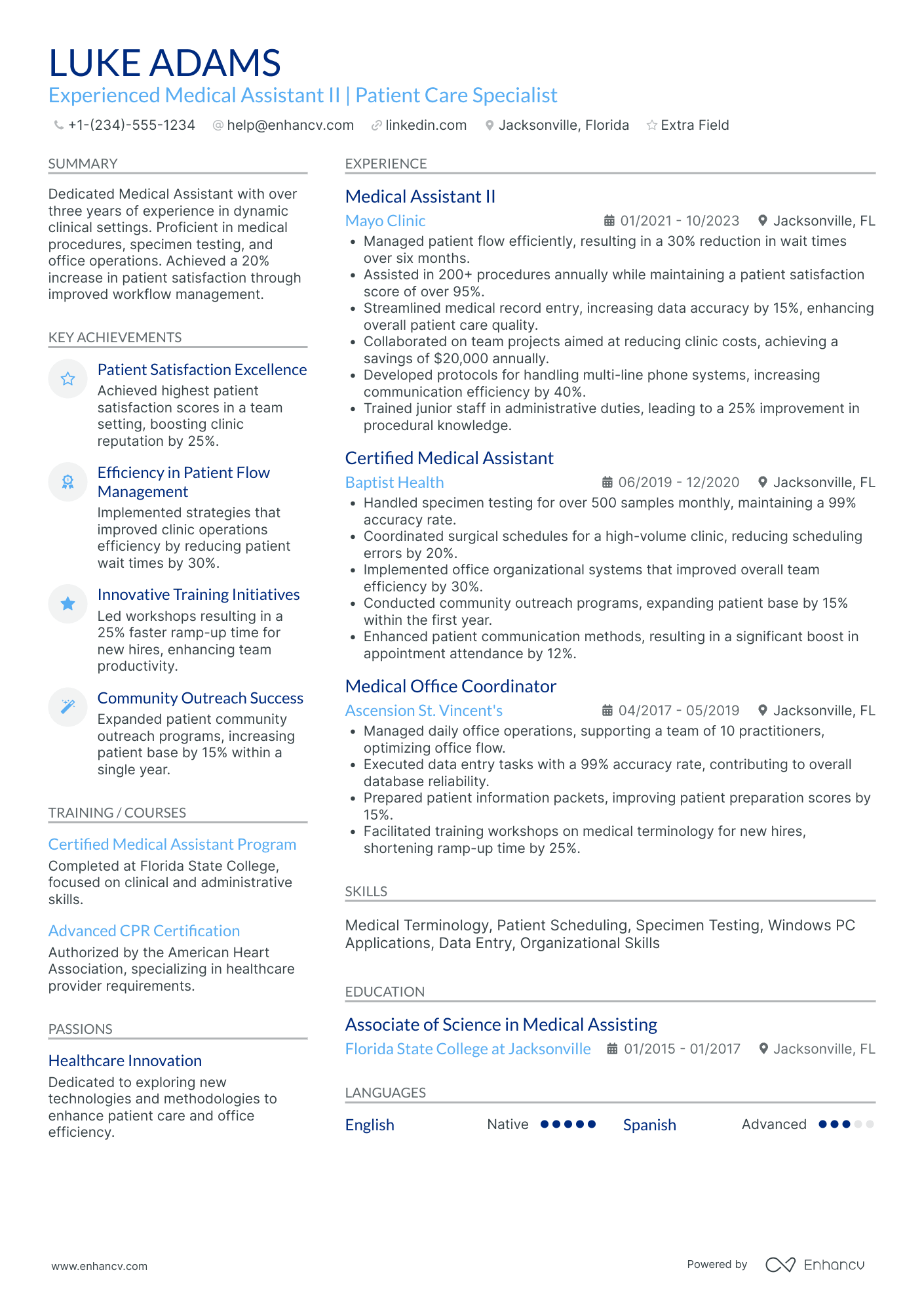 Medical Assistant Supervisor Resume Example