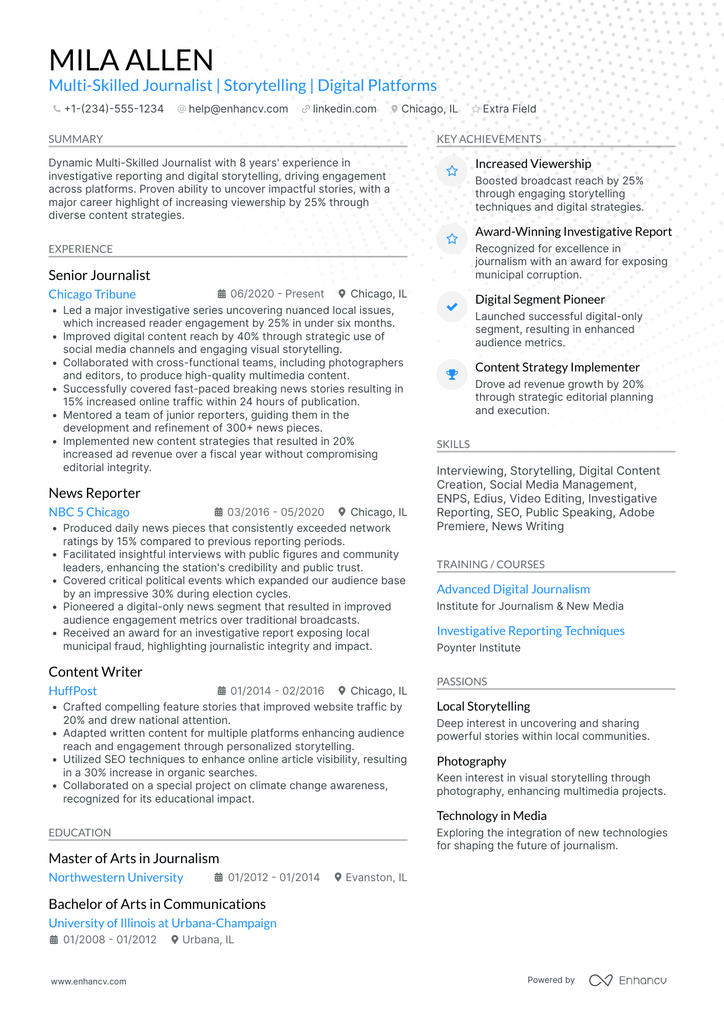 Crime Journalist Resume Example