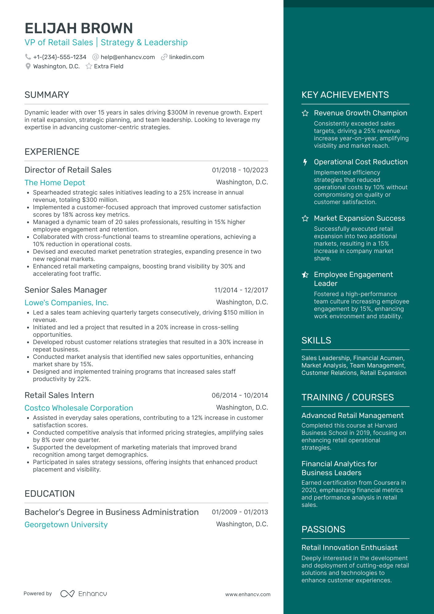 Junior VP of Sales Resume Example