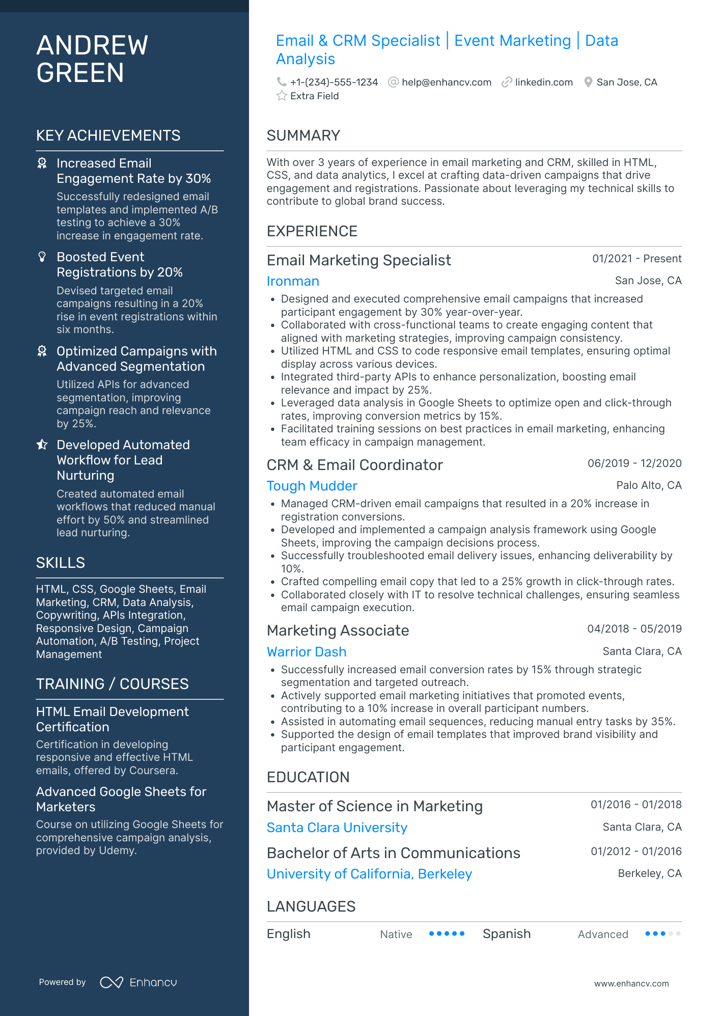 Email Marketing Content Specialist Resume Example