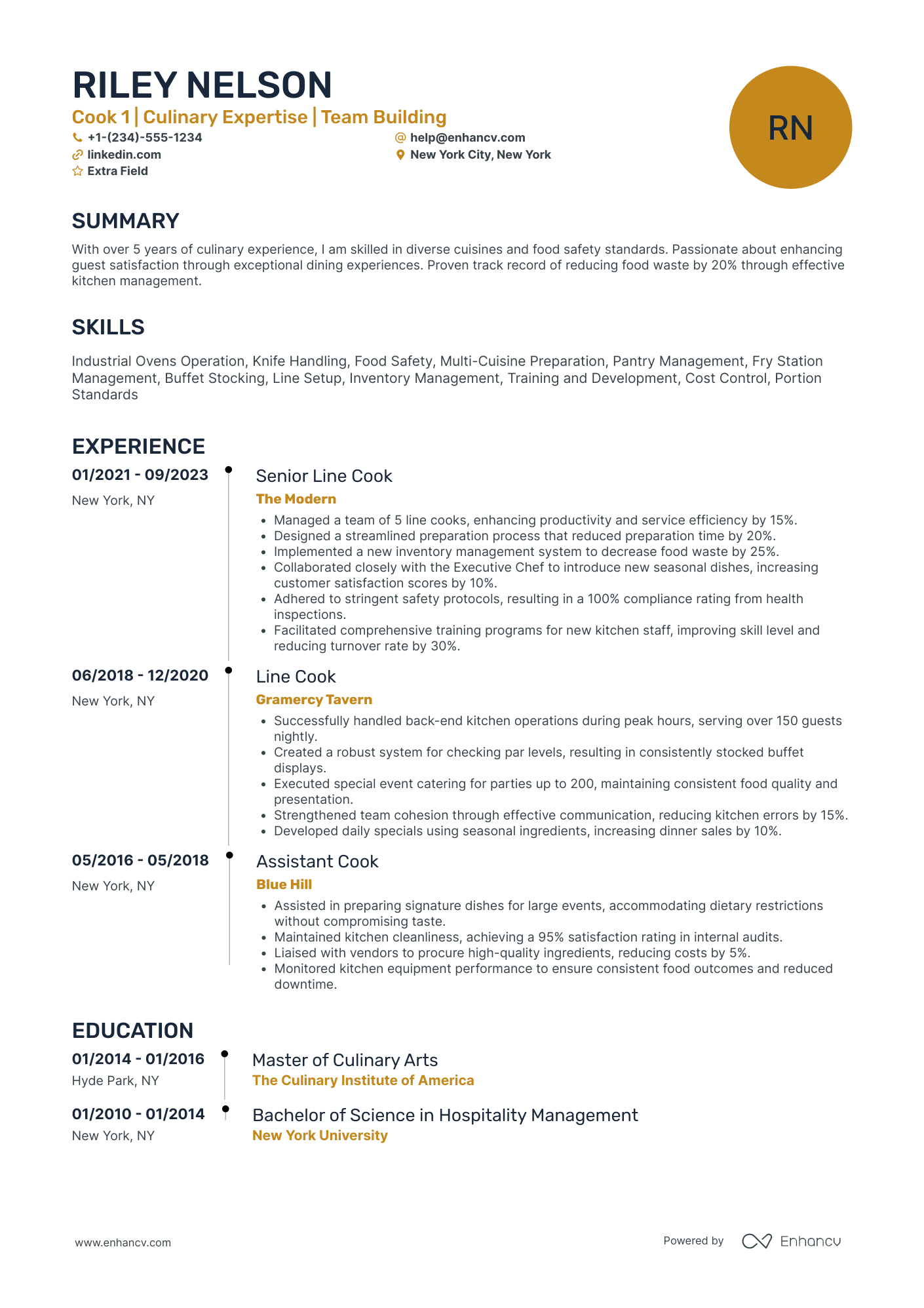 Lunch Line Cook Resume Example