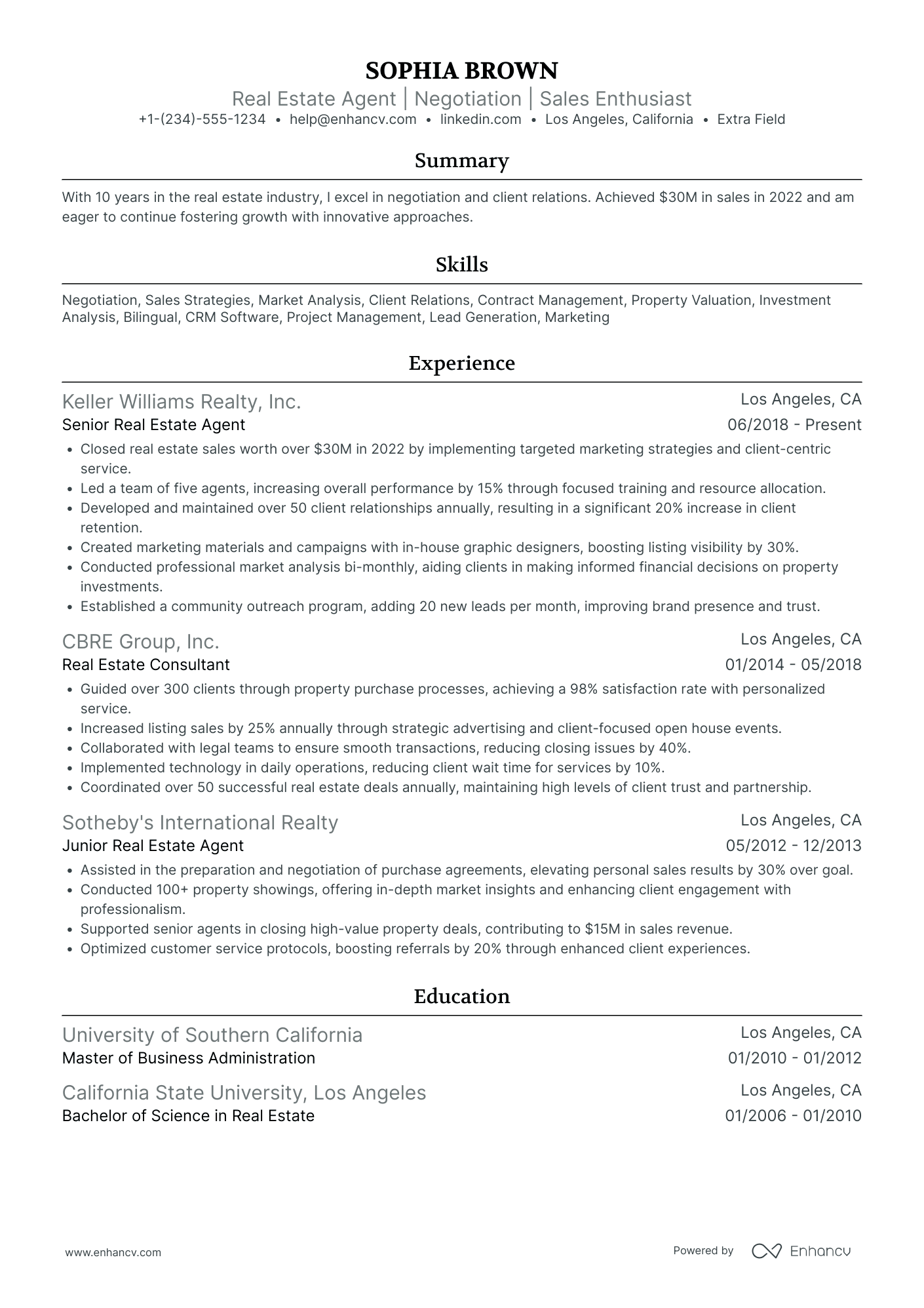 Real Estate Relocation Agent Resume Example