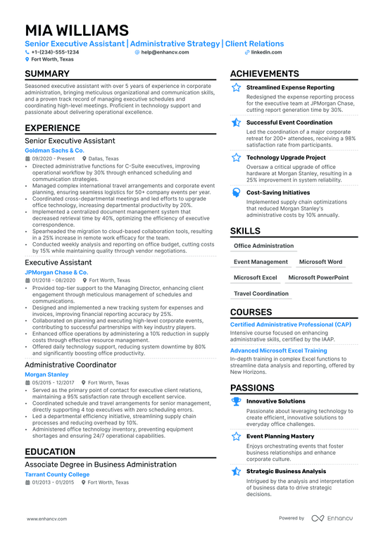 Corporate Banking Resume Example