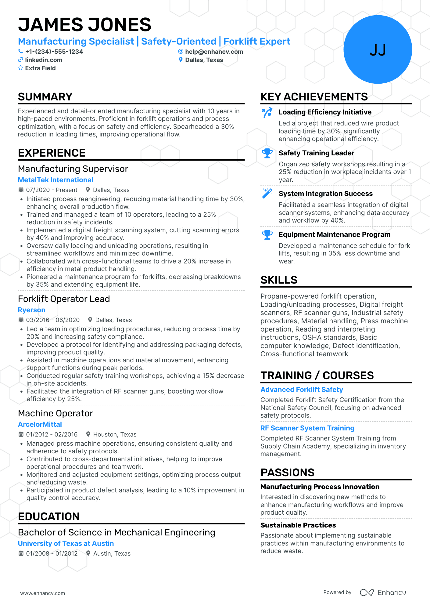 Construction Forklift Operator Resume Example