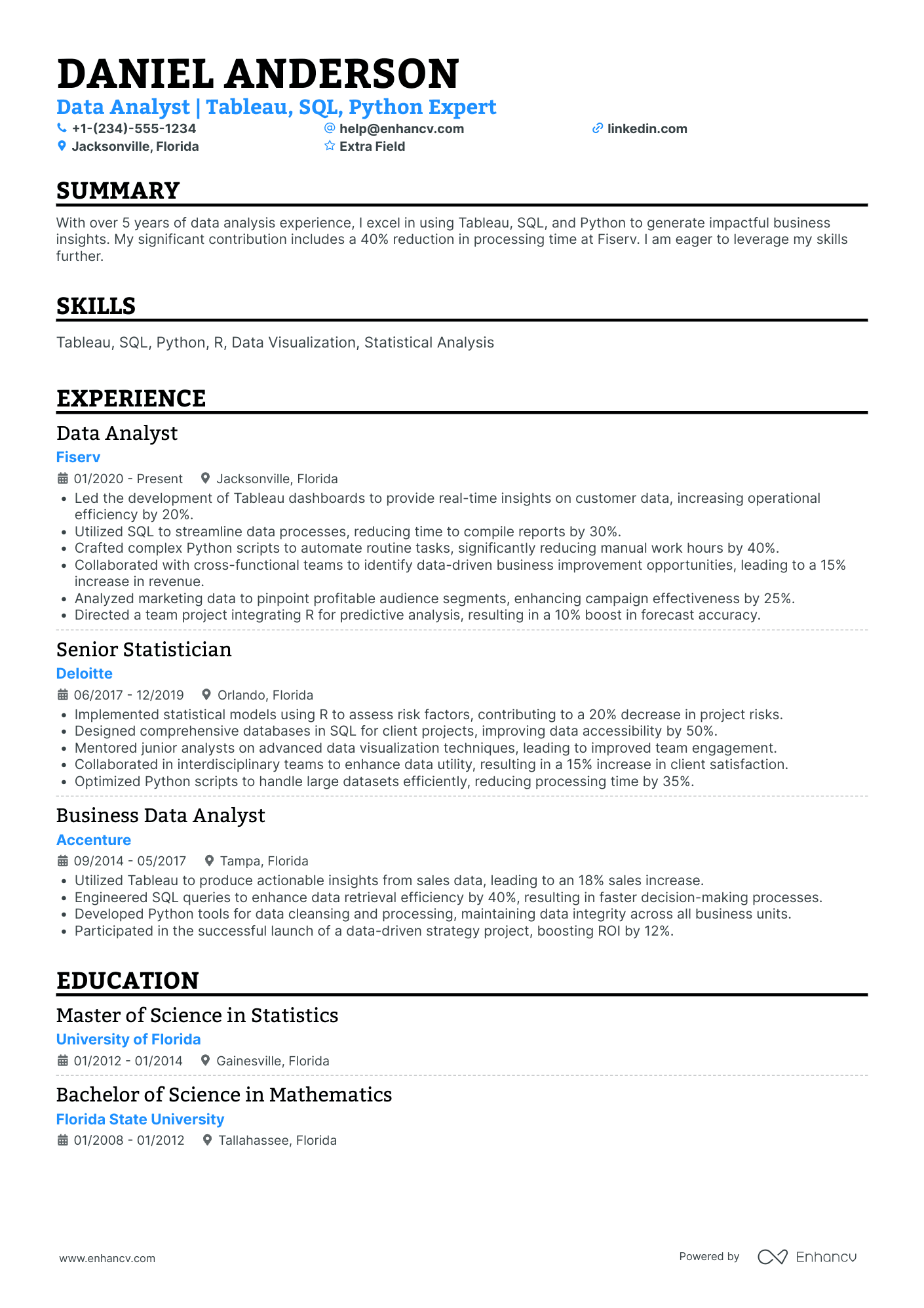 SQL Data Migration Analyst Resume Example