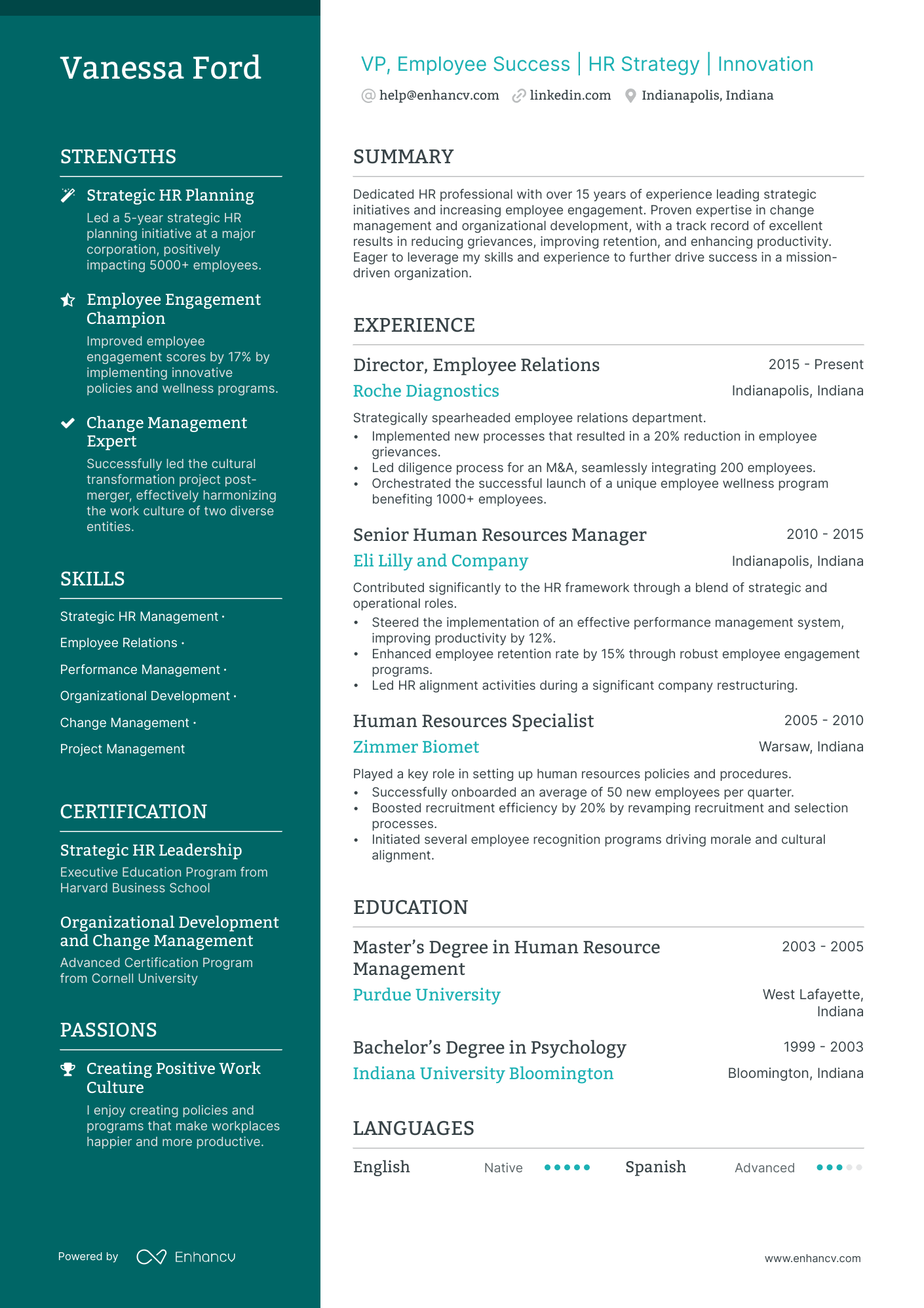 VP HR Resume Example