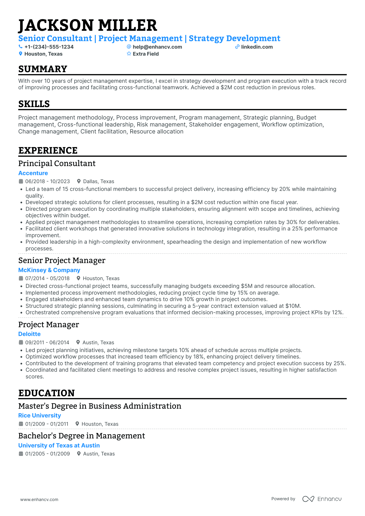 Senior Healthcare Consultant Resume Example