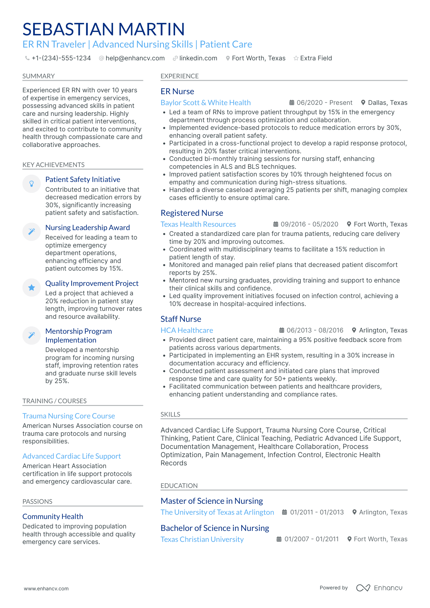 ER Travel Nurse Resume Example