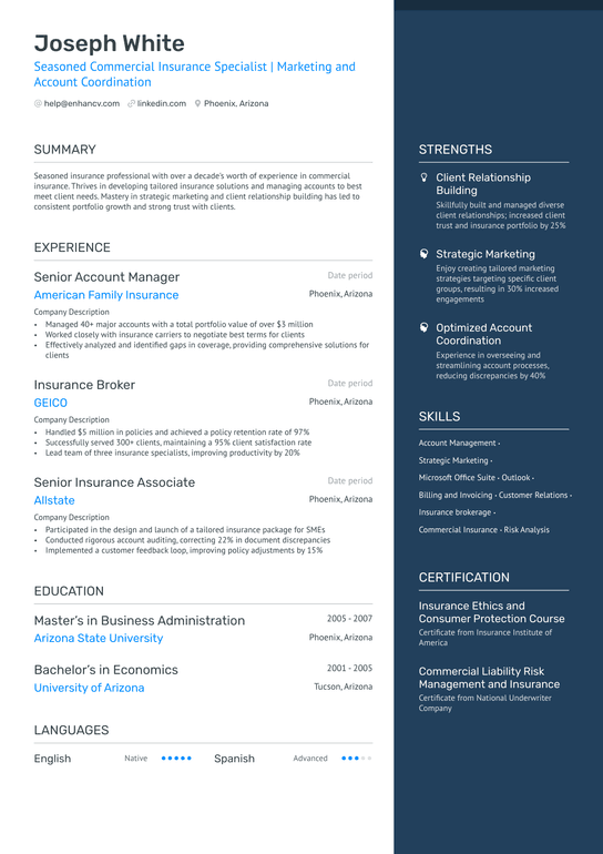 Assistant Account Manager Resume Example