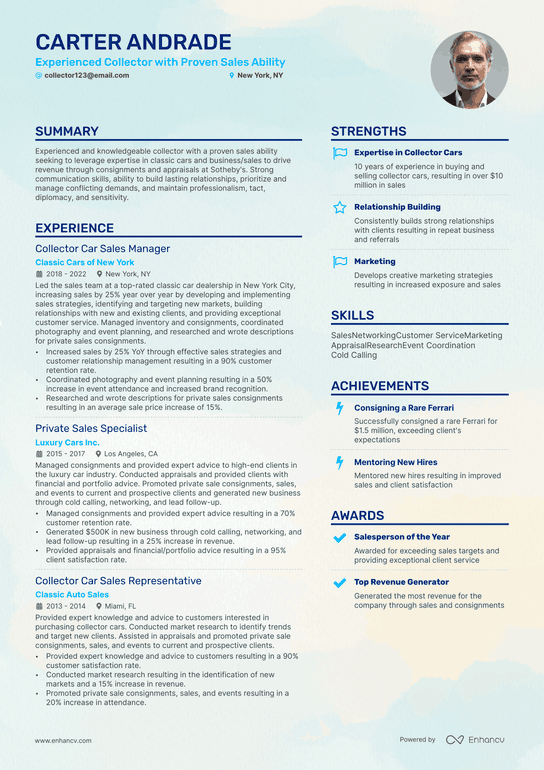 Collector Resume Example
